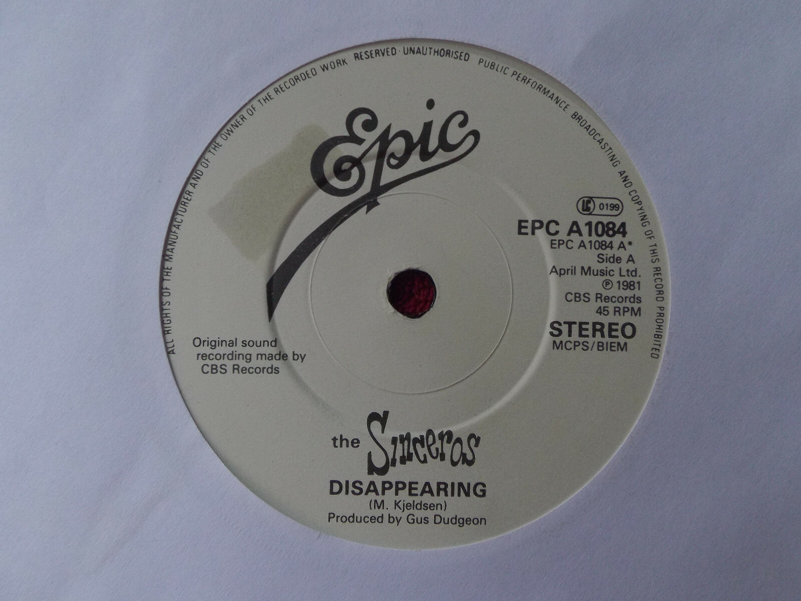 The Sinceros – Disappearing / I can´t stop | Epic Records, Single