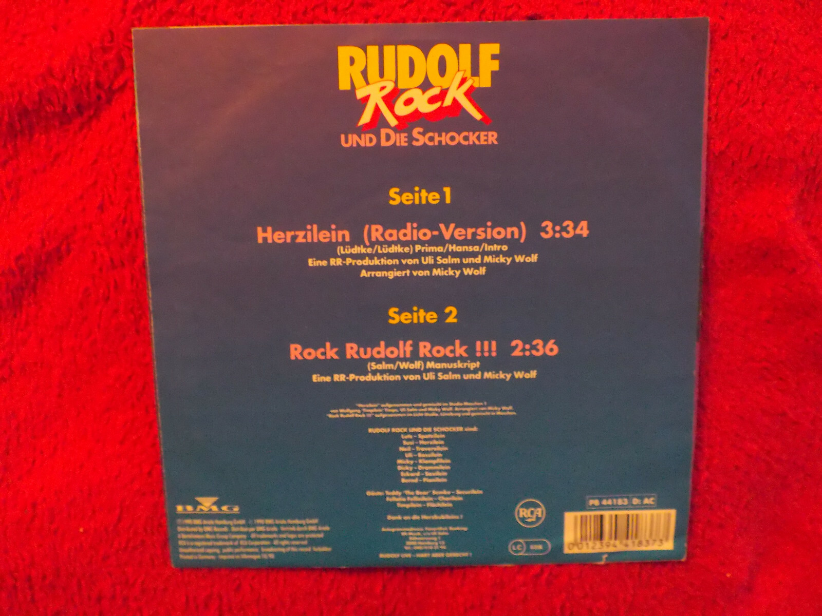 Rudolf Rock & die Schocker – Herzilein / Rock Rudolf Rock (RCA Records, PB 44183, 1990), Bild 3