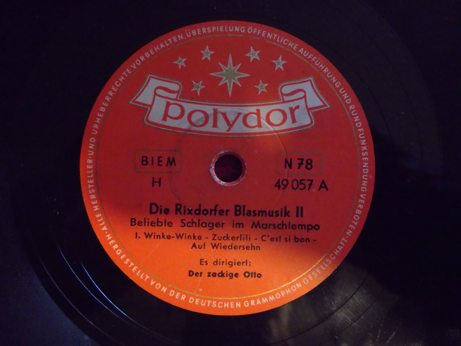 Der zackige Otto – Die Rixdorfer Blasmusik II | Polydor 78er-Schallplatte