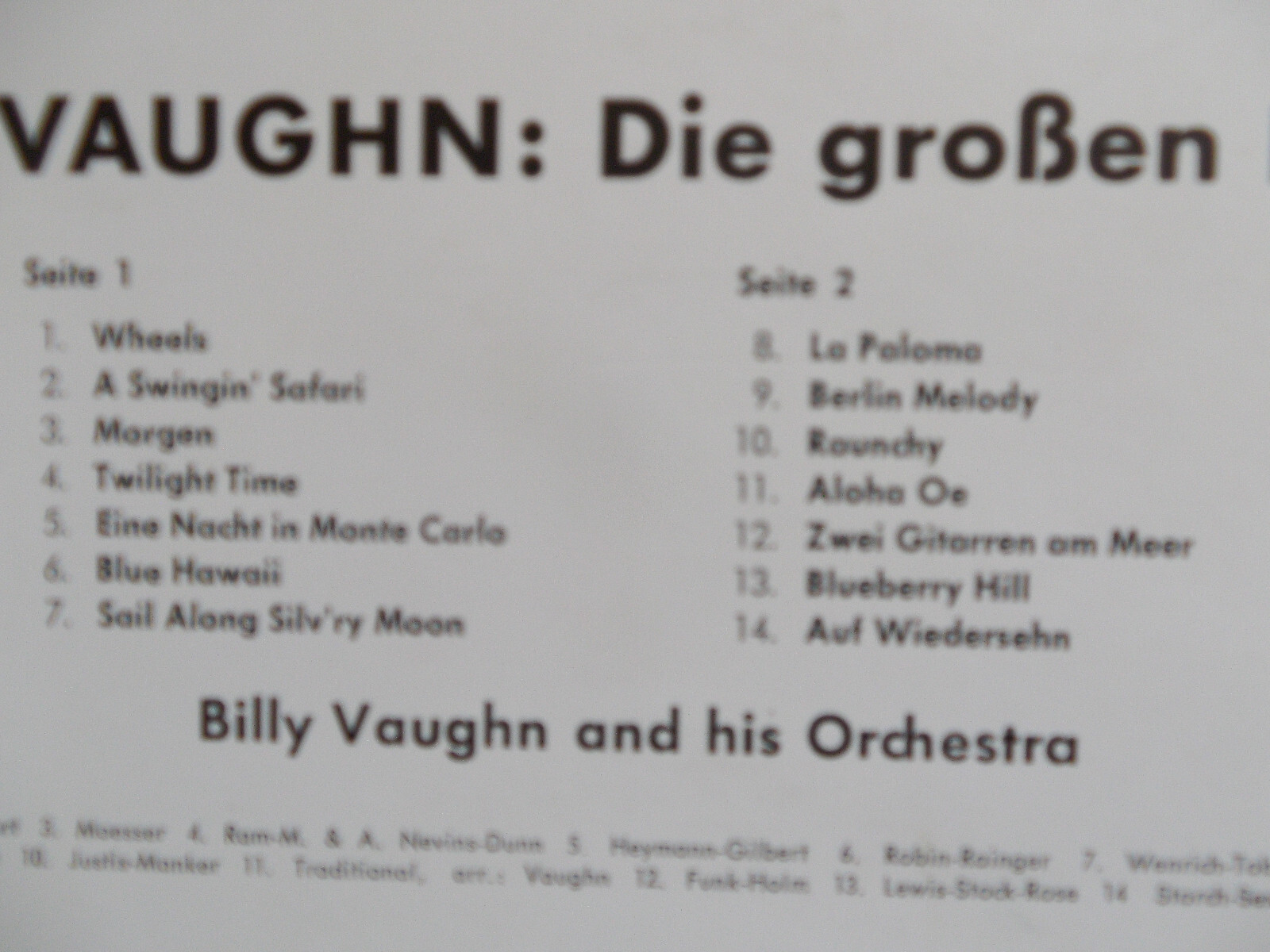 Billy Vaughn – Die großen Erfolge | London Records, LP, Bild 3