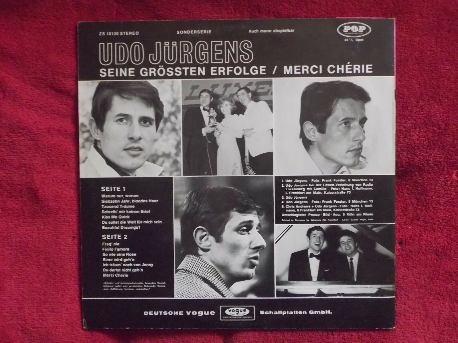 Udo Jürgens – Seine größten Erfolge | LP, Pop Records, ZS 10130 (1967), Bild 2