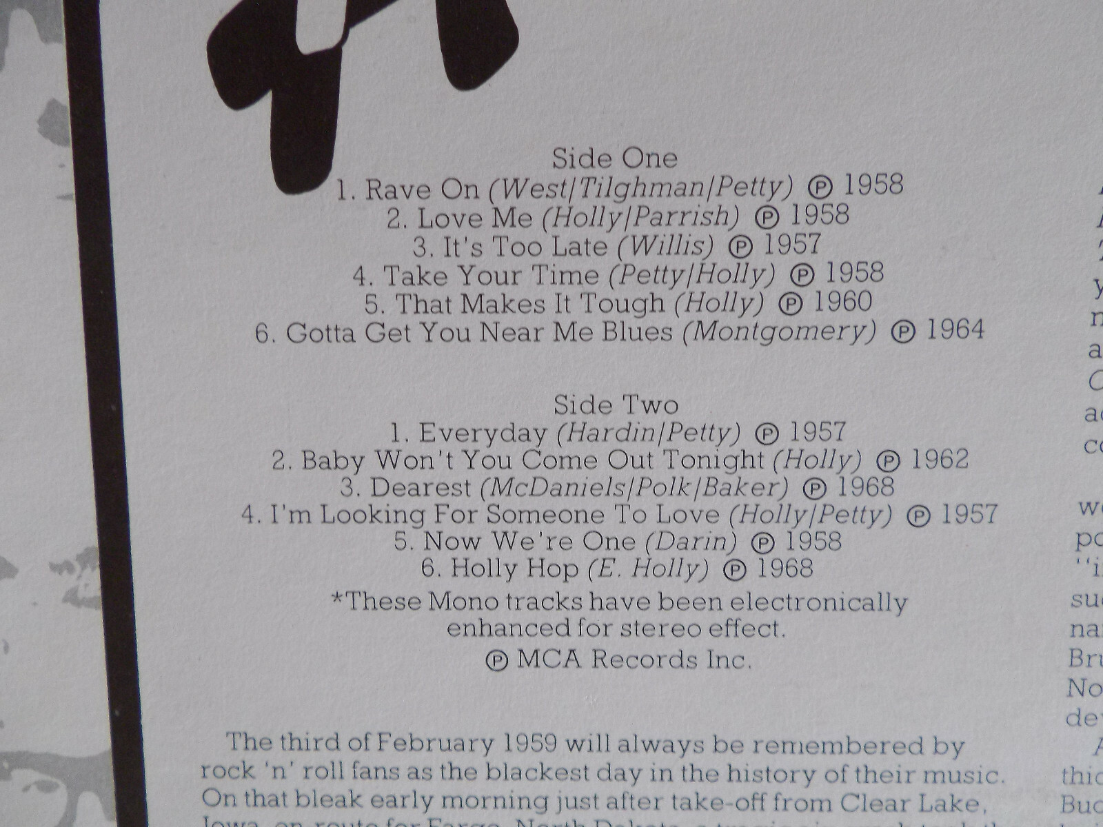 Buddy Holly – Rave On (LP, mfp Records), Bild 4