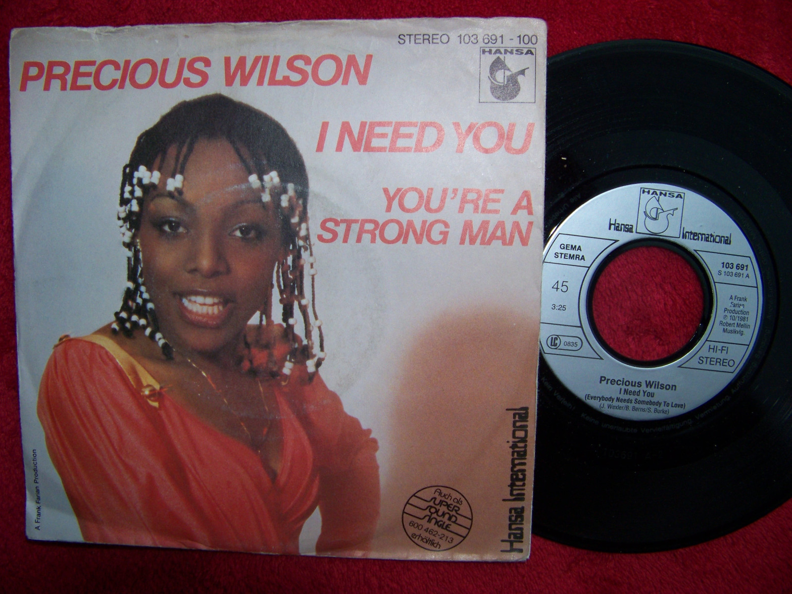 Precious Wilson – I need you / You´re a strong man (Hansa Records, 1981)