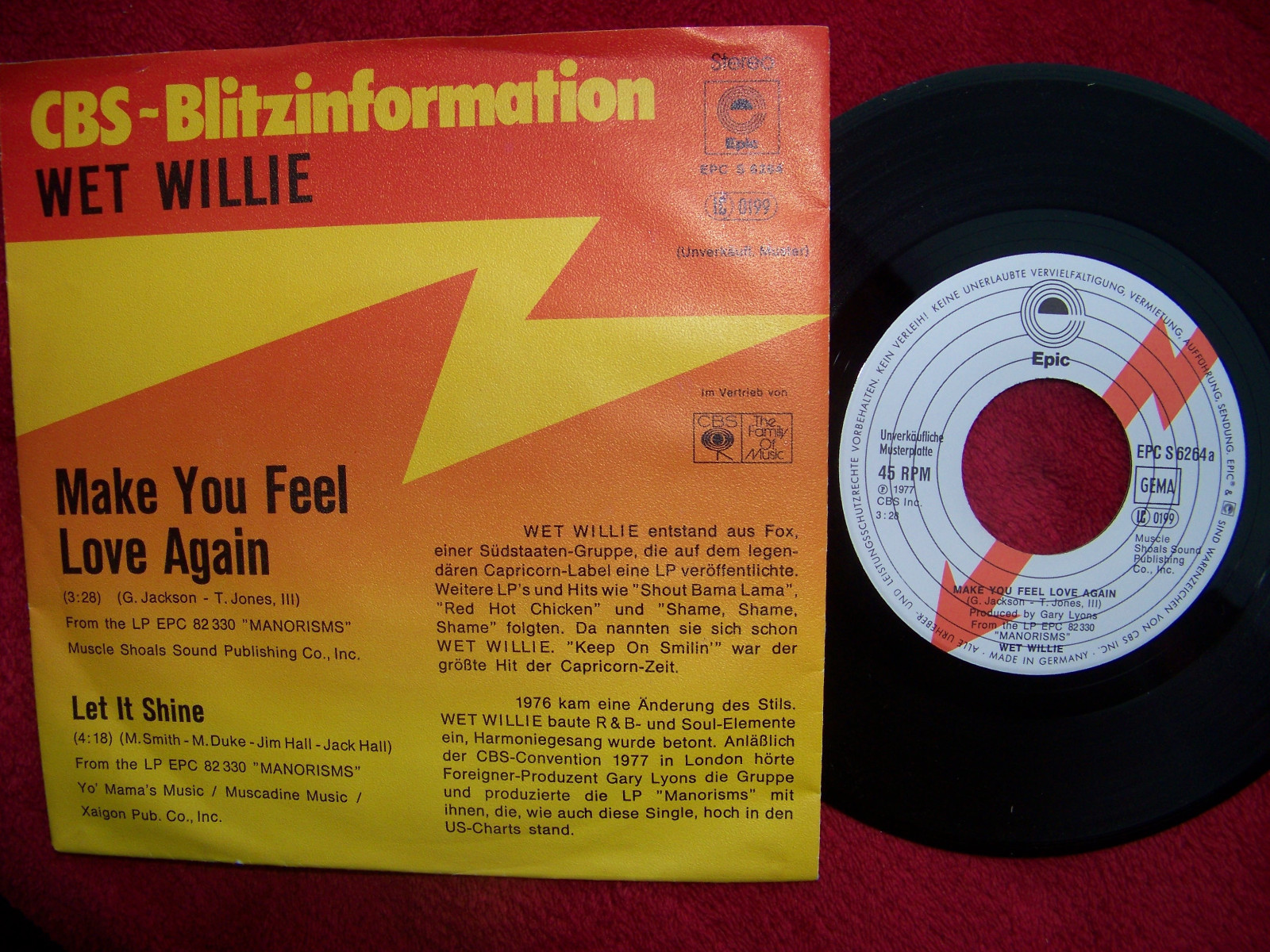 Wet Willie – Make You Feel Love Again / Let It Shine | Epic Records, EPC S 6264