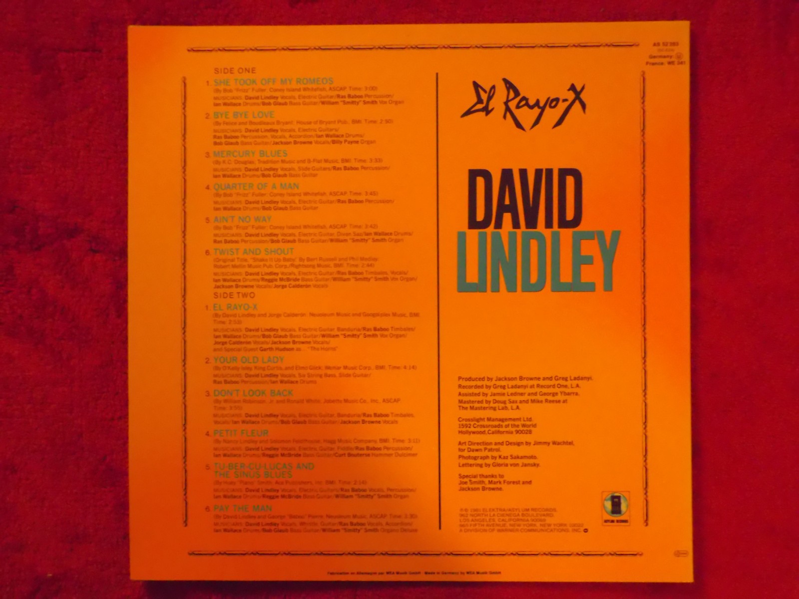 David Lindley – El Rayo-X | Asylum Records, AS 52 283, LP, Bild 2