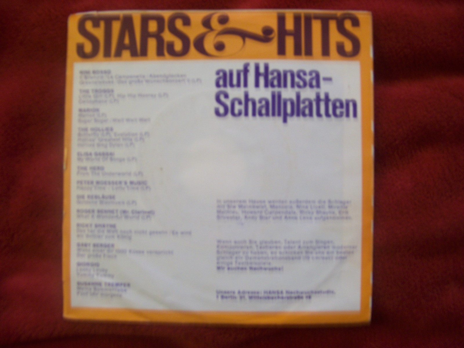 The Tee-Set – Ma belle amie / The angels coming | Hansa 14 455 AT, Bild 2