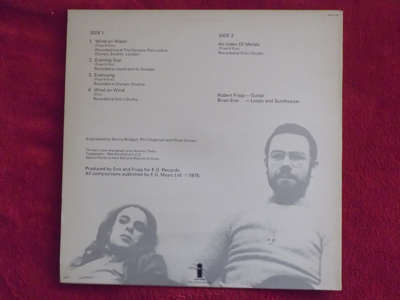 Fripp & Eno – Evening Star | Island Records HELP 22, LP, 1975, Bild 2