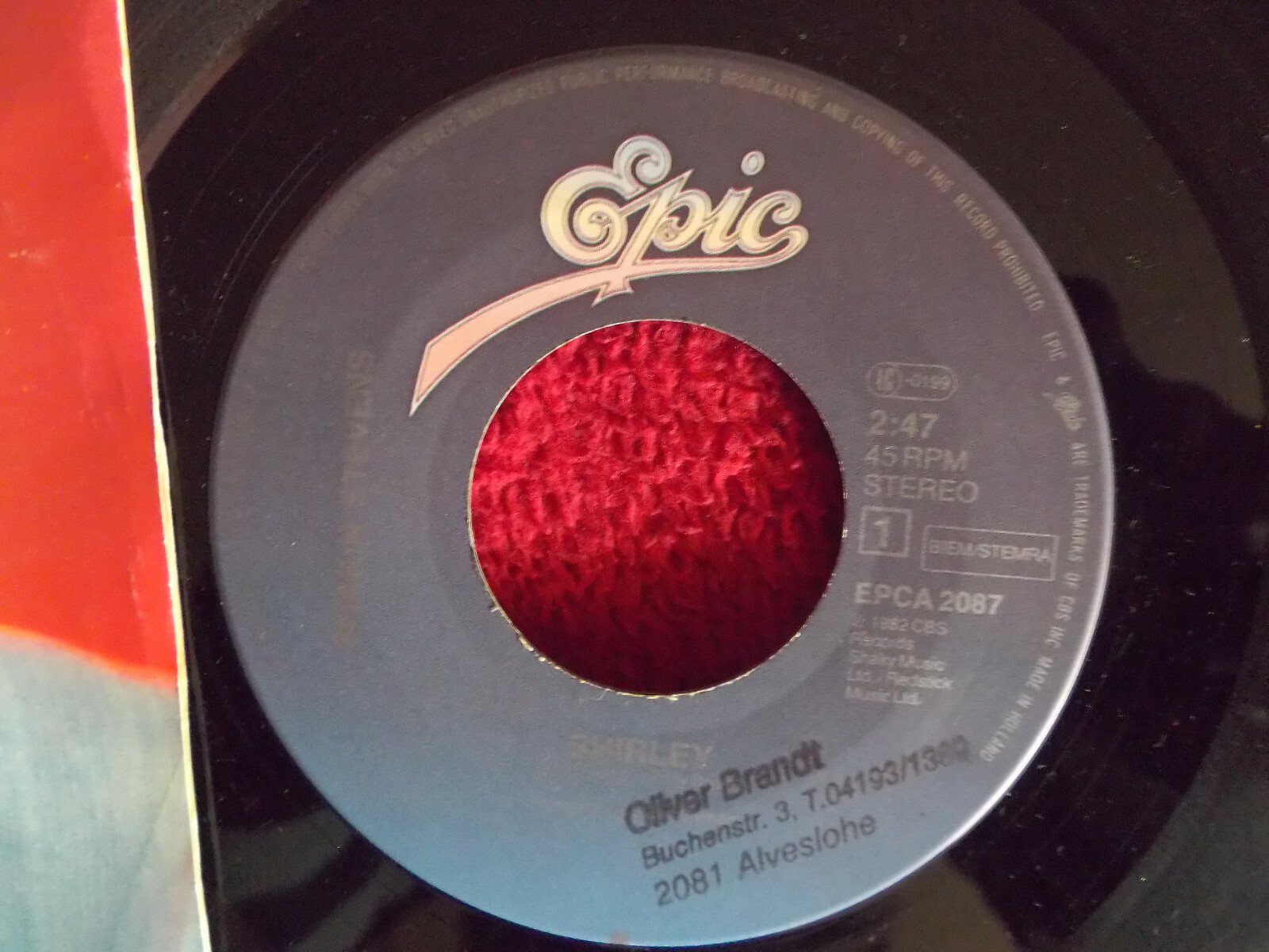 Shakin´ Stevens – Shirley / I´m for you (Single, Epic Records, Niederlande, 1982), Bild 2