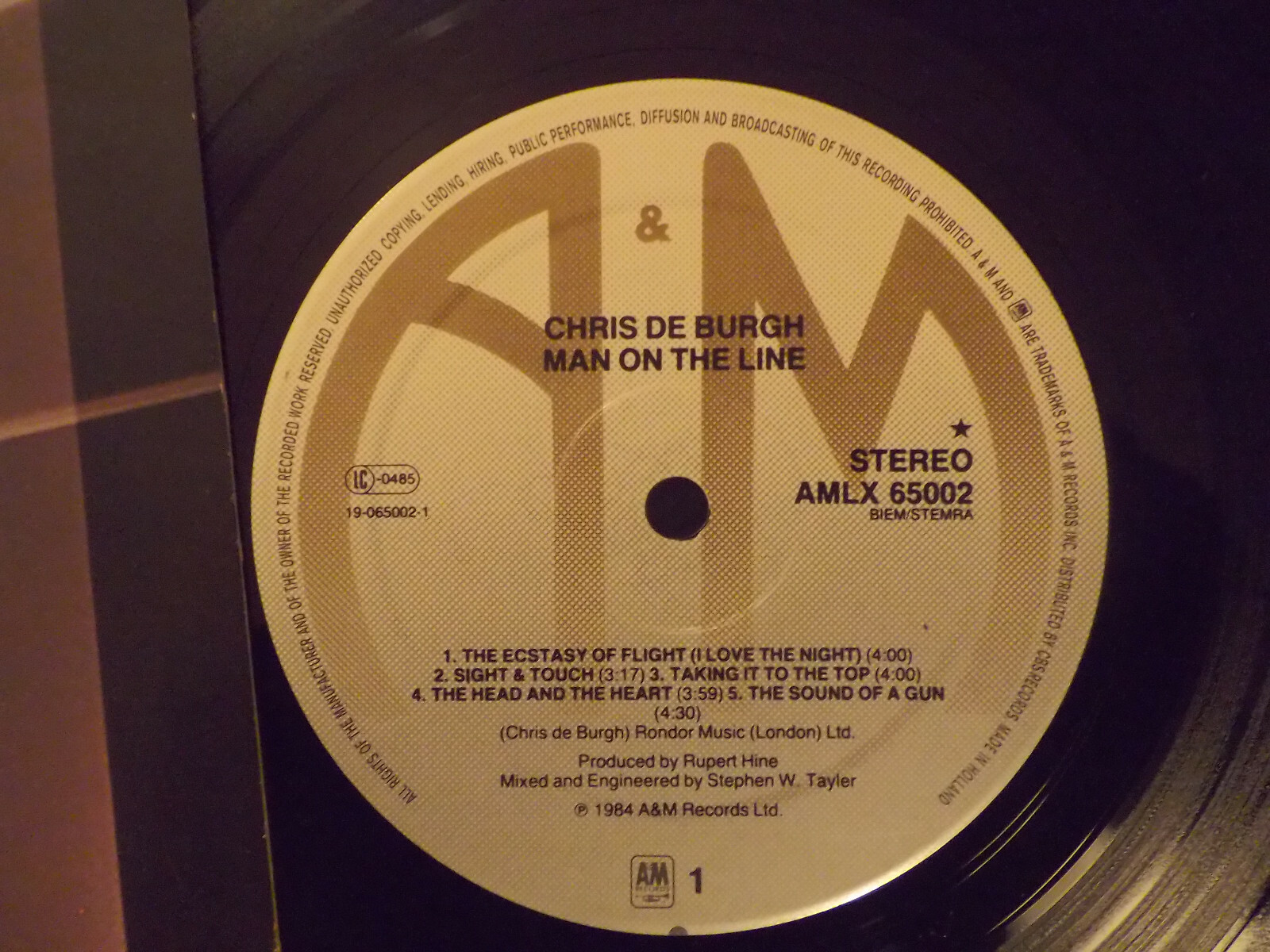 Chris De Burgh – Man on the Line (LP, NL, 1984), Bild 2