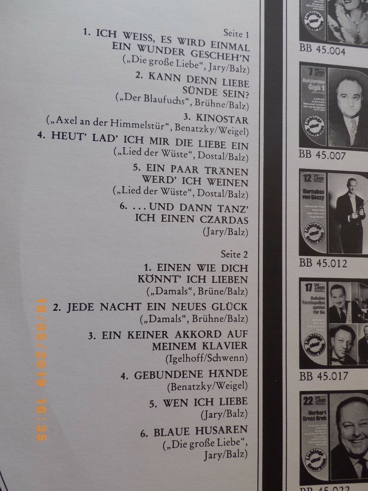 Zarah Leander – Lieblinge einer Generation | LP, Top Classic Records, BB 45.024 (1970), Bild 3