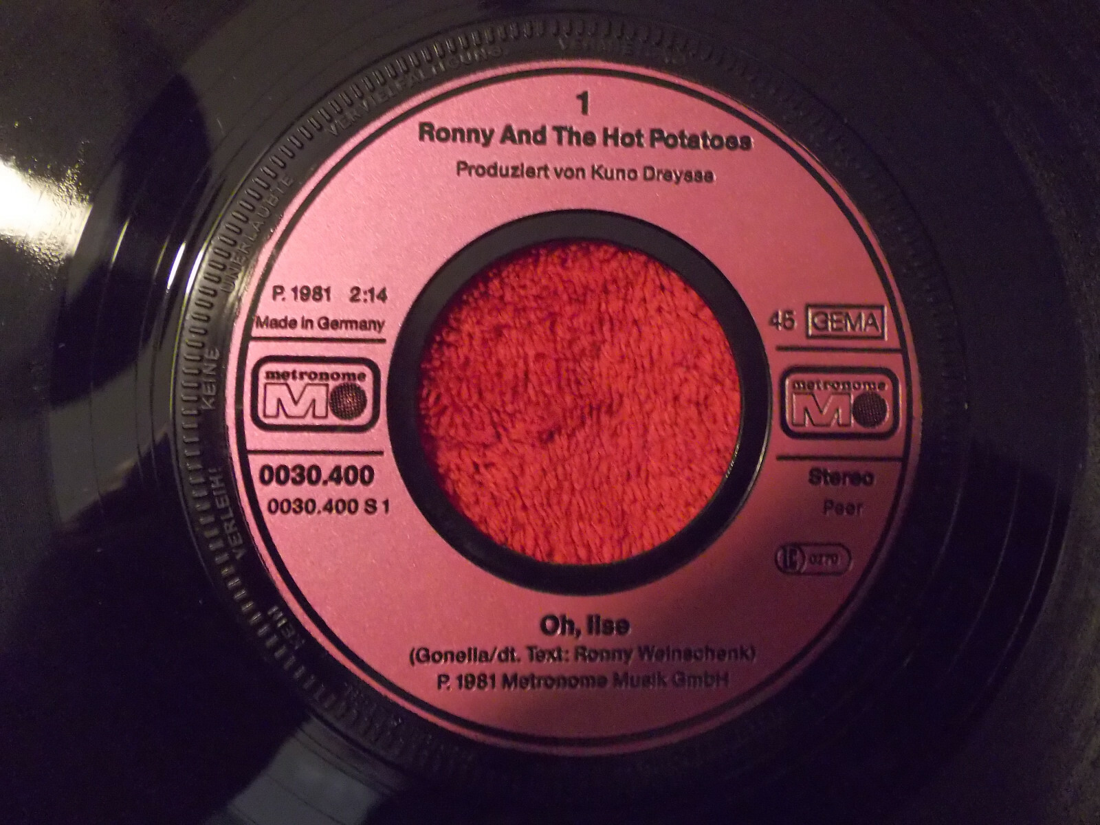 Ronny and the Hot Potatoes – Ohh.... Ilse / Heute geht alles schief (Single), Bild 2