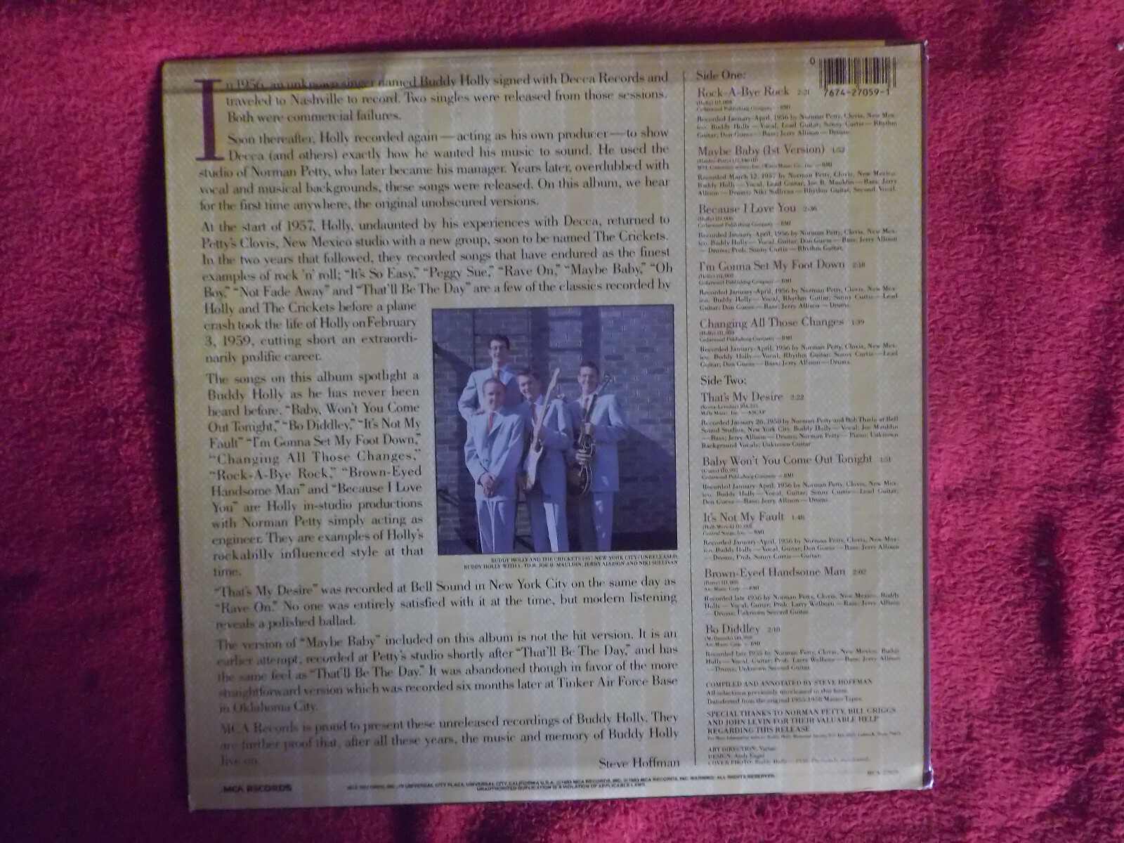 Buddy Holly – For the first time anywhere (LP, MCA Records, 1983), Bild 3