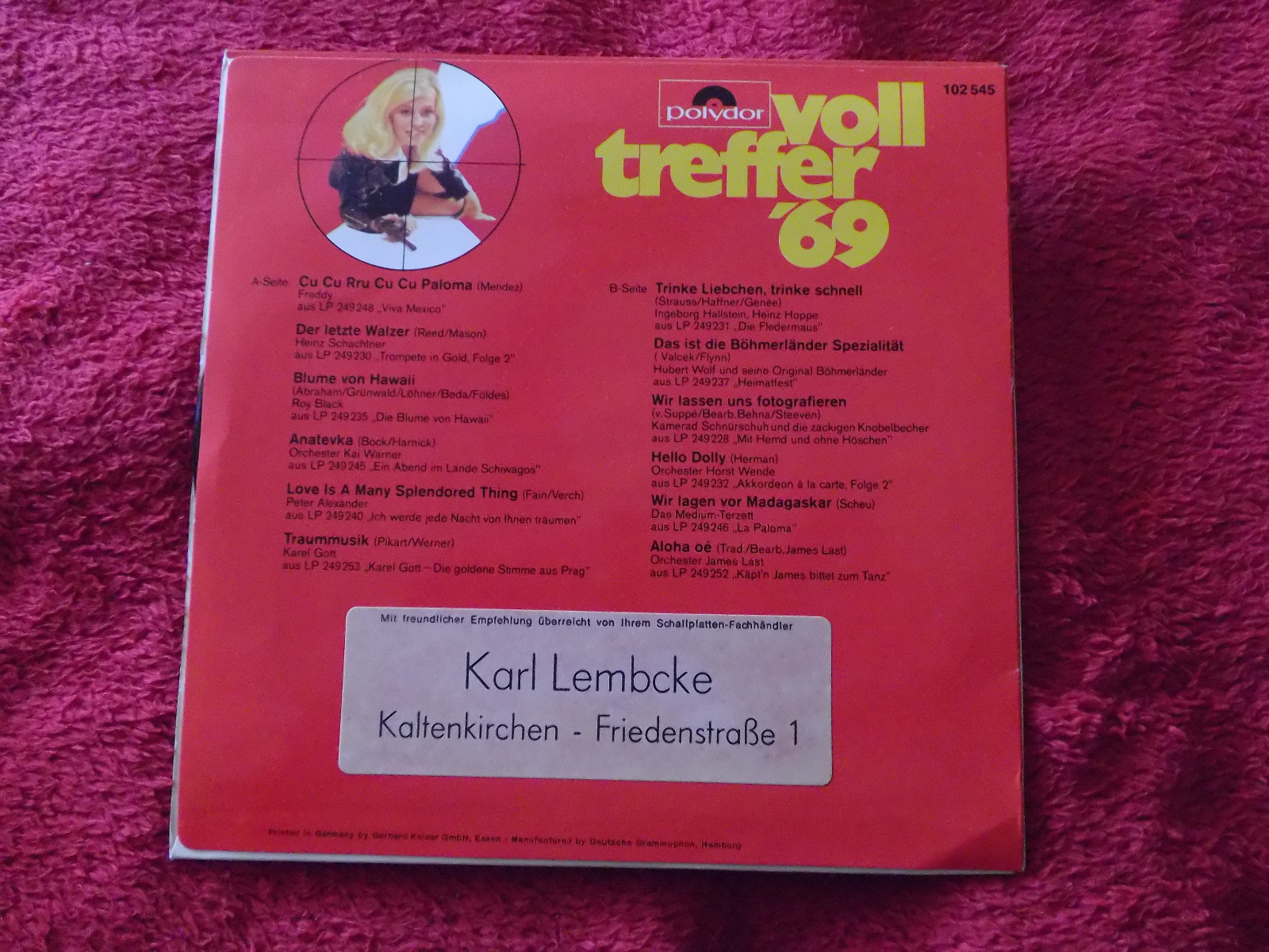 Volltreffer ´69 – Polydor Records, Werbesingle, 1969, Bild 2