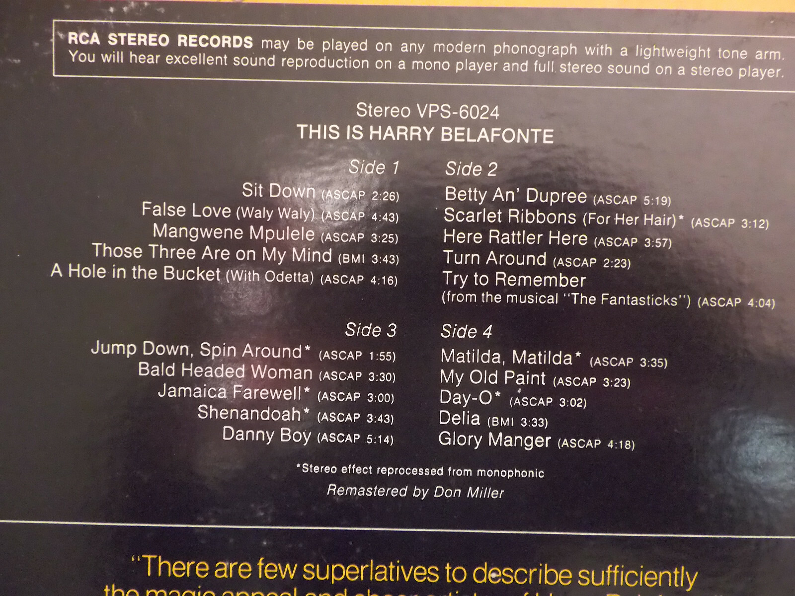 Harry Belafonte – This is Harry Belafonte (Doppel-LP, RCA Records), Bild 5