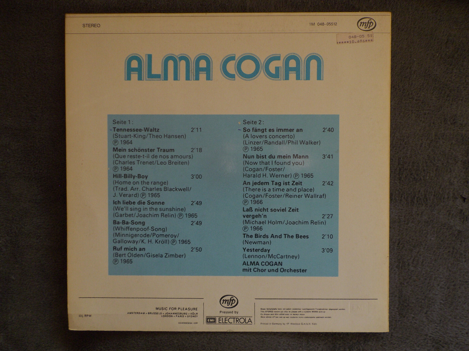 Alma Cogan – Alma Cogan (LP, Liberty / mfp Records, 1 C 048 - 05 512), Bild 2