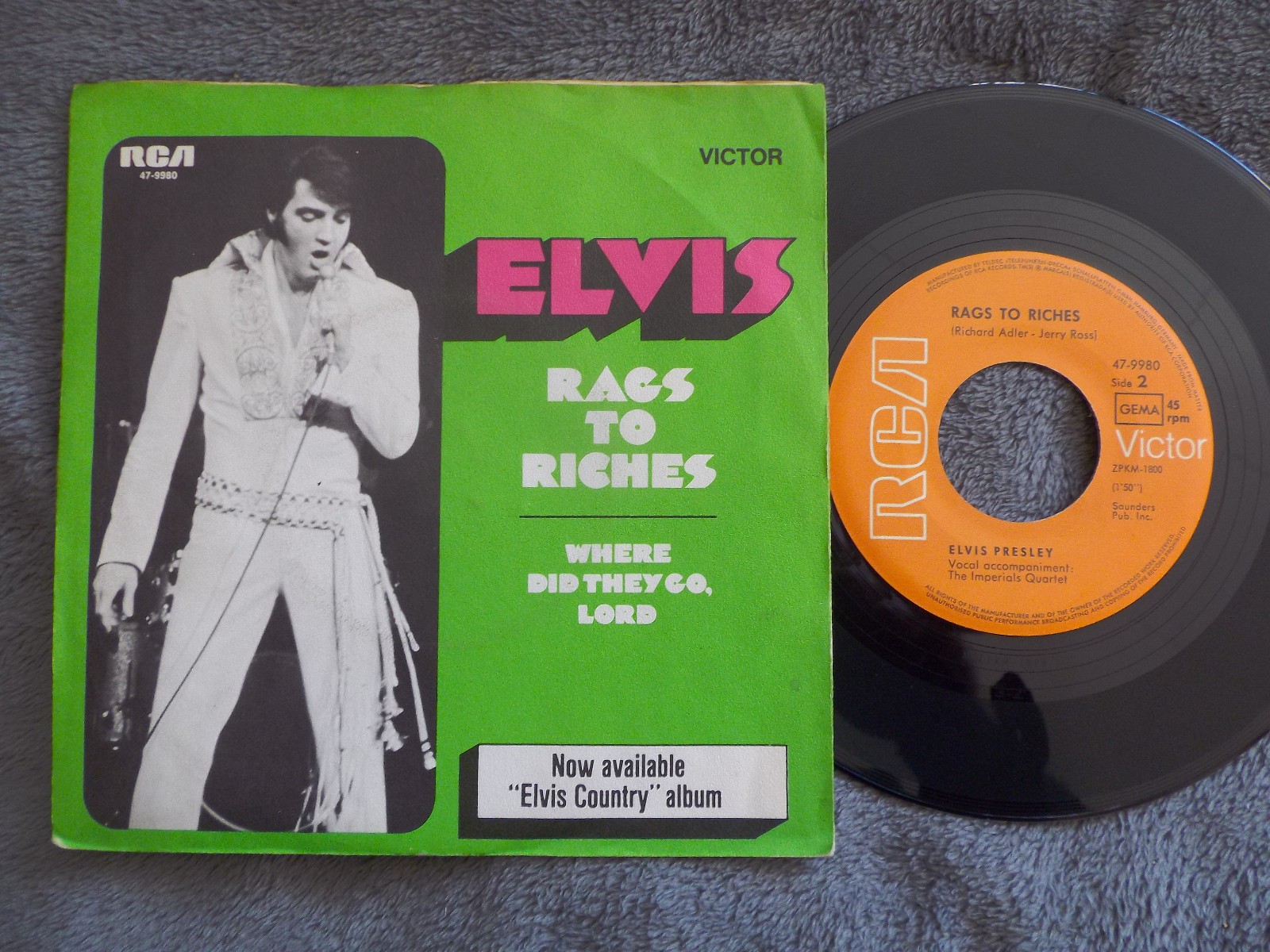 Elvis Presley – Where did they go, Lord / Rags to riches (RCA Victor, 7″-Single), Bild 2