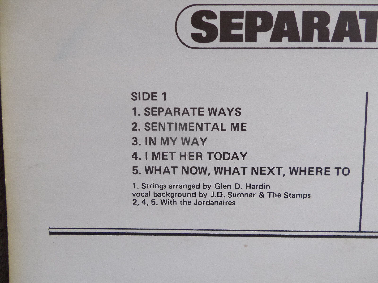 Elvis Presley – Separate Ways (RCA Camden, LP, 1973), Bild 3