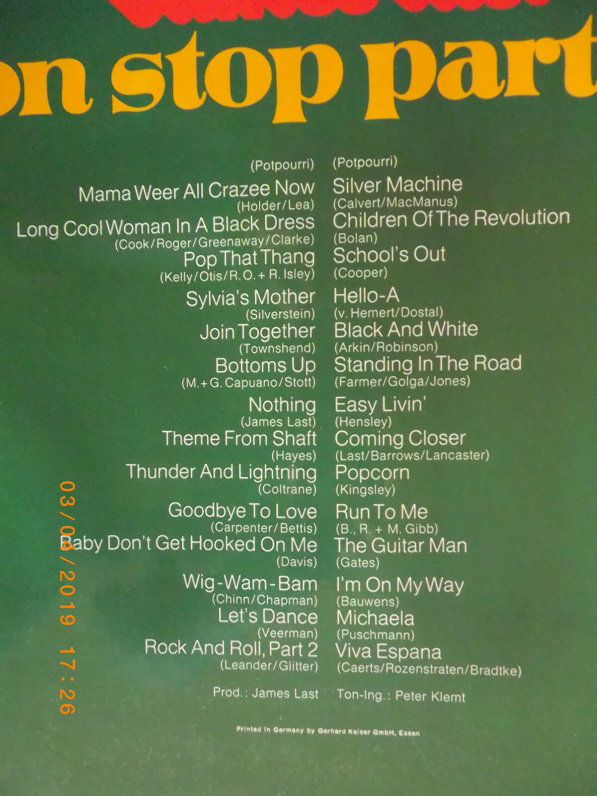 James Last – Non stop Party 15 (Polydor Records Club-Sonderauflage, LP), Bild 3