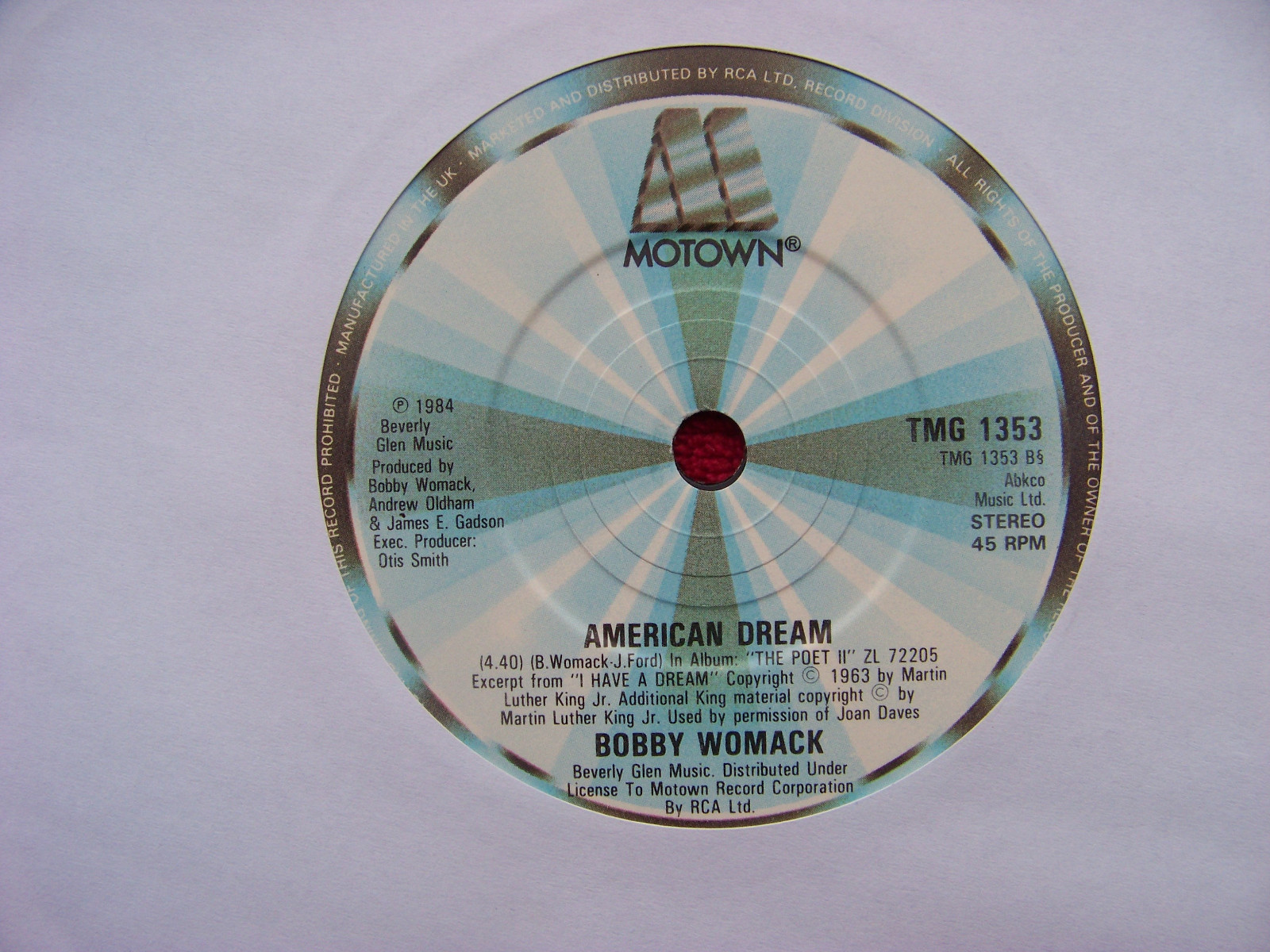 Bobby Womack – Surprise Surprise / American Dream (Motown, 7″-Single, 1984), Bild 2