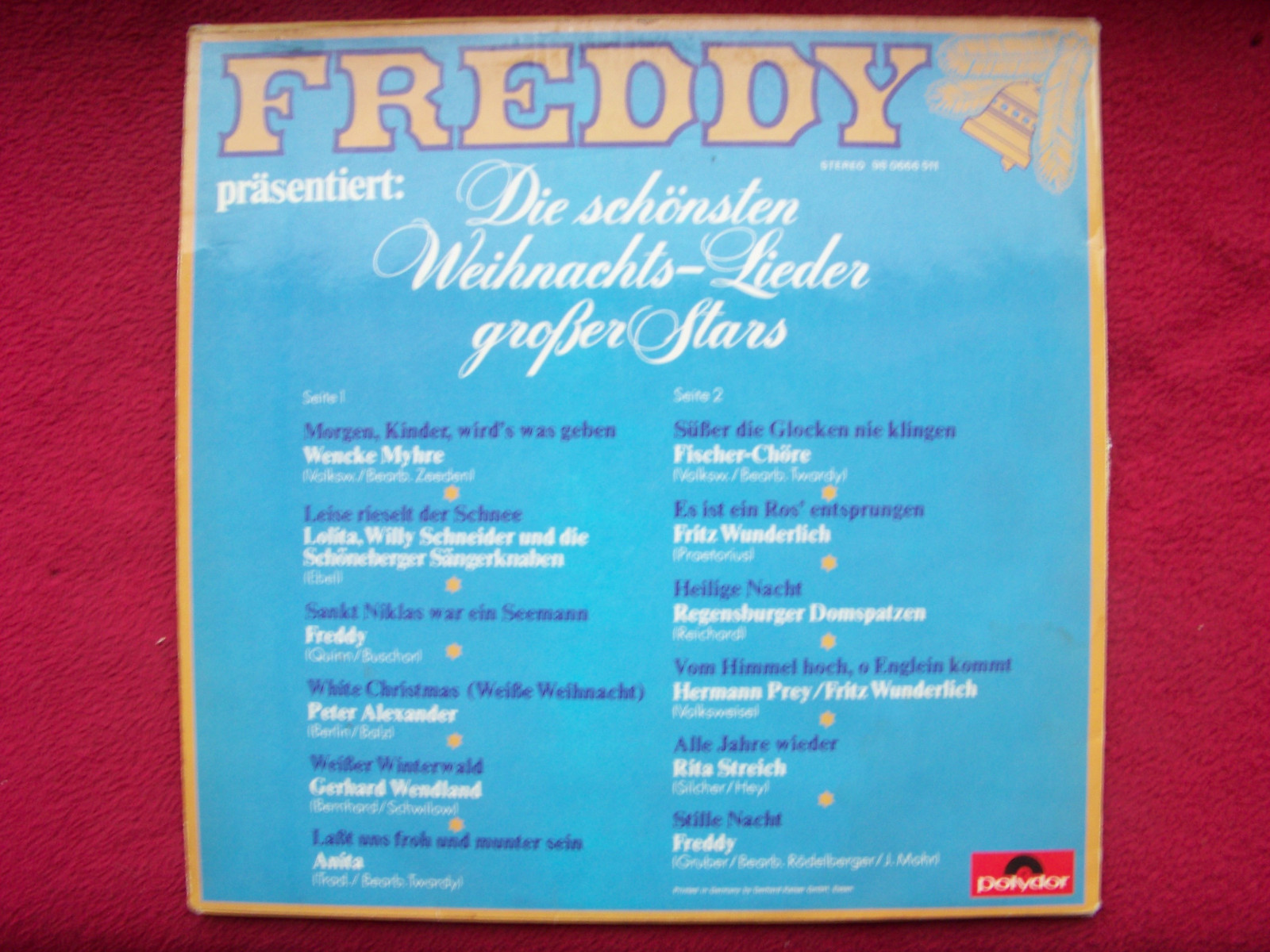 V.A. Freddy Quinn – Die schönsten Weihnachtslieder großer Stars | Polydor LP, 1974, Bild 2