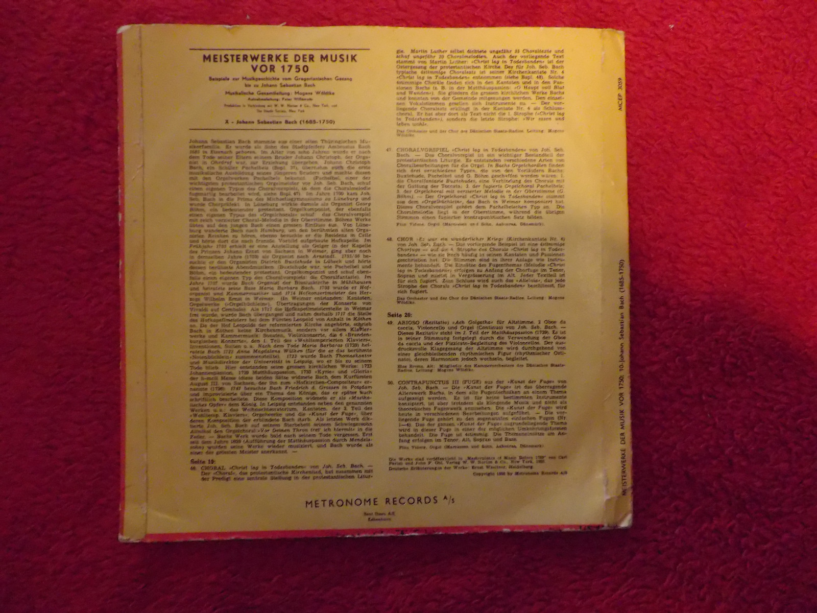 Meisterwerke der Musik vor 1750 – Various (Metronome Records, 1956), Bild 2