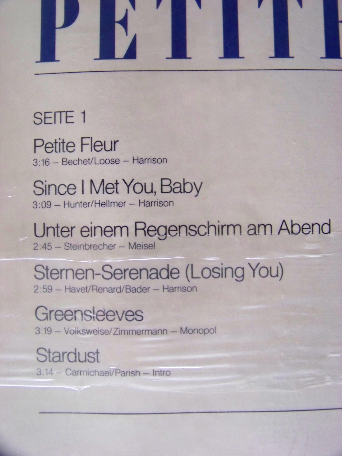 Roger Bennet and his magic Clarinet – Petite fleur · Hansa Records · LP, Bild 2