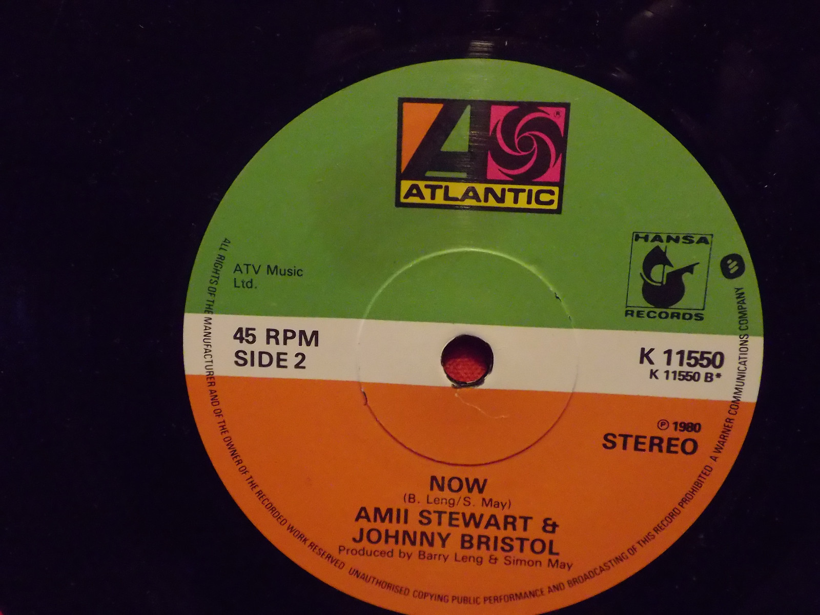 Amii Stewart & Johnny Bristol – My Guy - My Girl / Now | Atlantic Records K 11550, 1980, Bild 2