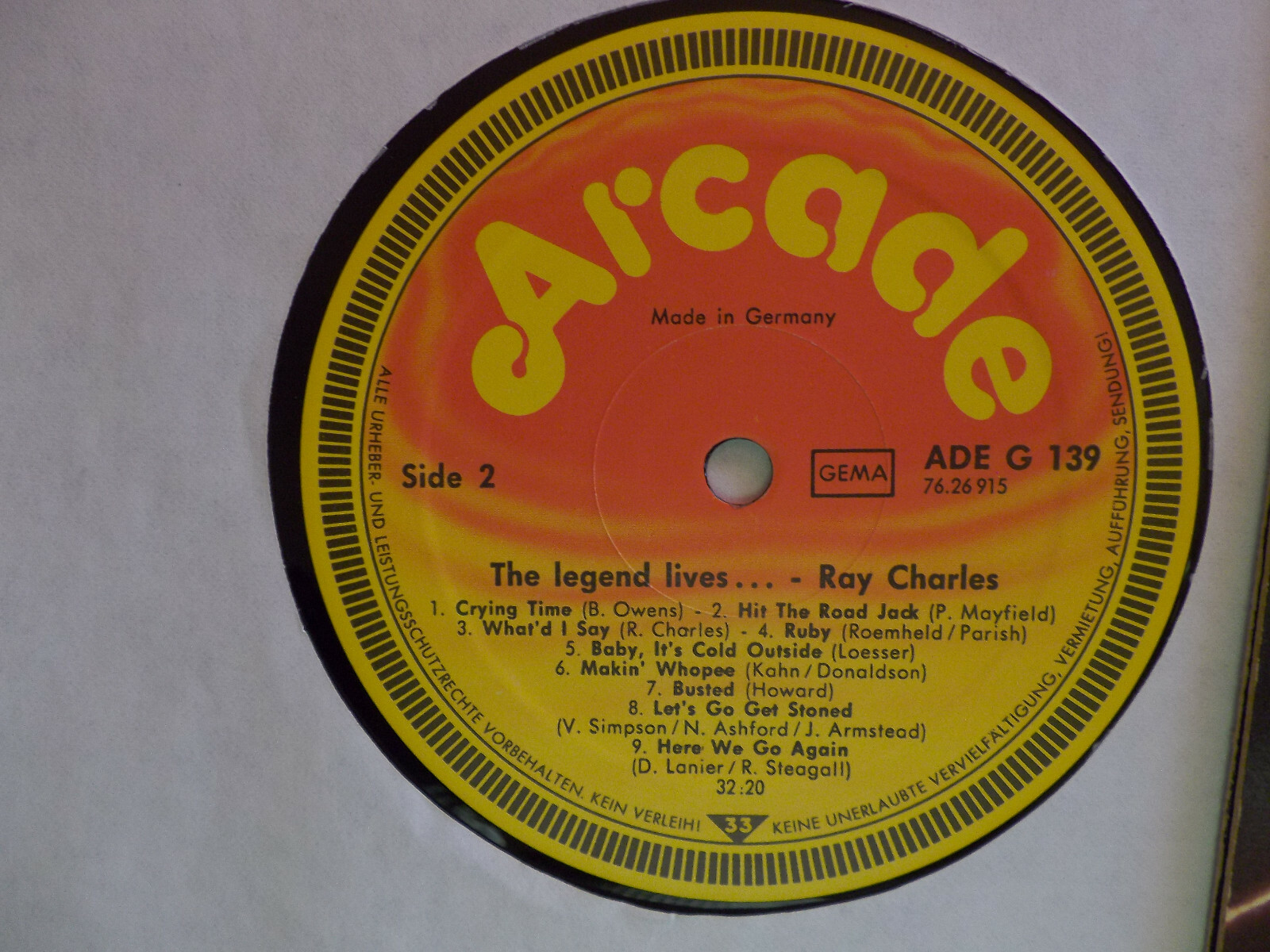 Ray Charles – The legend lives | Arcade Records ADE G 139, LP, Bild 2