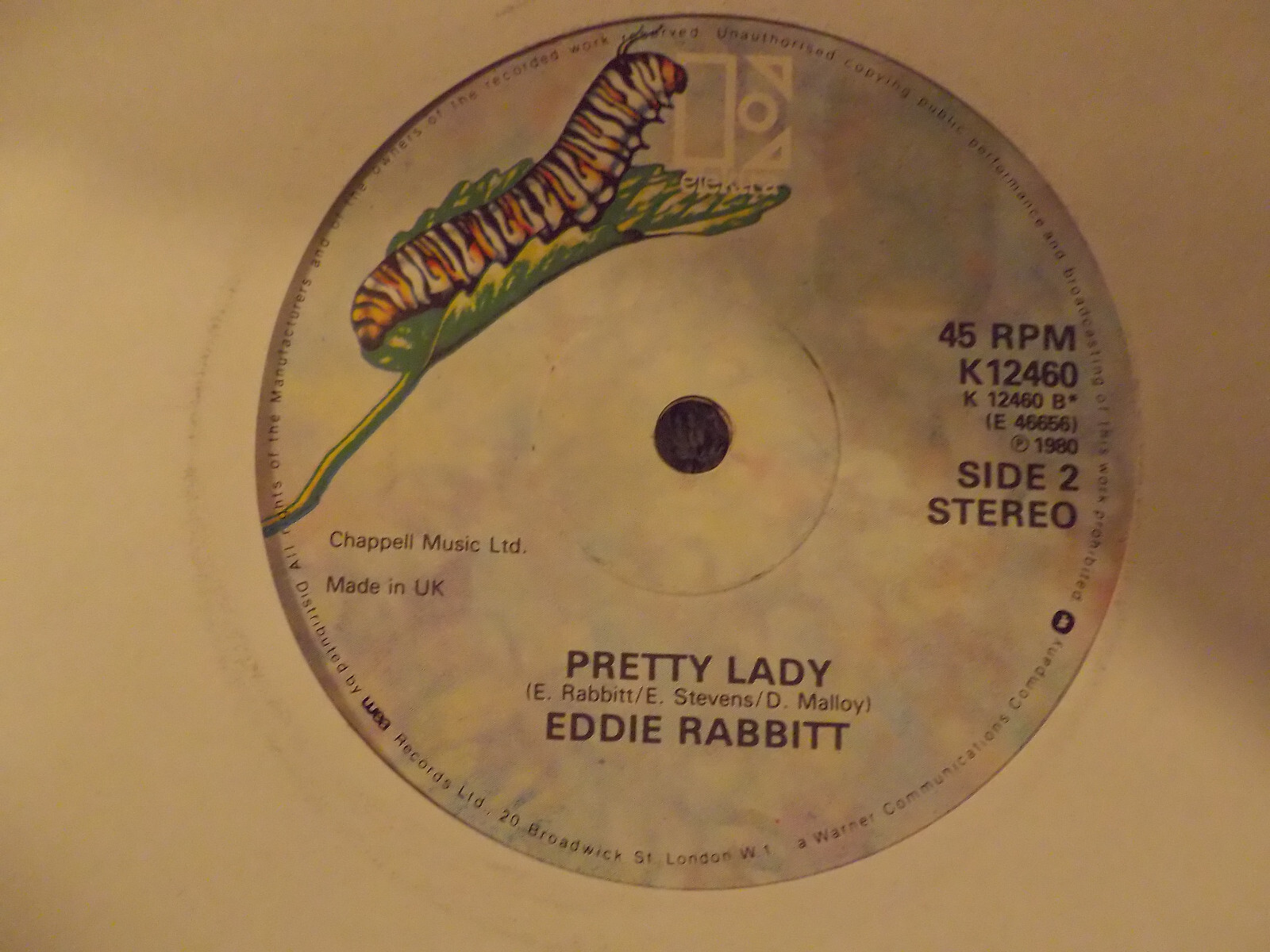 Eddie Rabbit – Drivin´ my life away / Pretty Lady | Elektra Records, UK 1980, 7″-Single, Bild 2