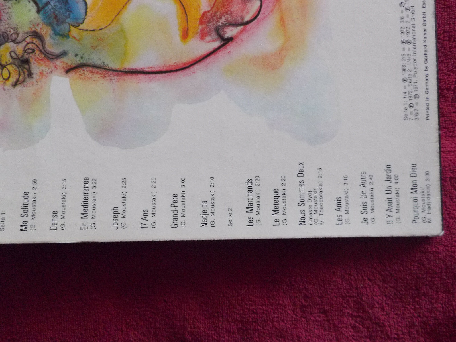 Georges Mustaki – Vive la chanson | Polydor Club-Sonderauflage, 1971, Bild 3