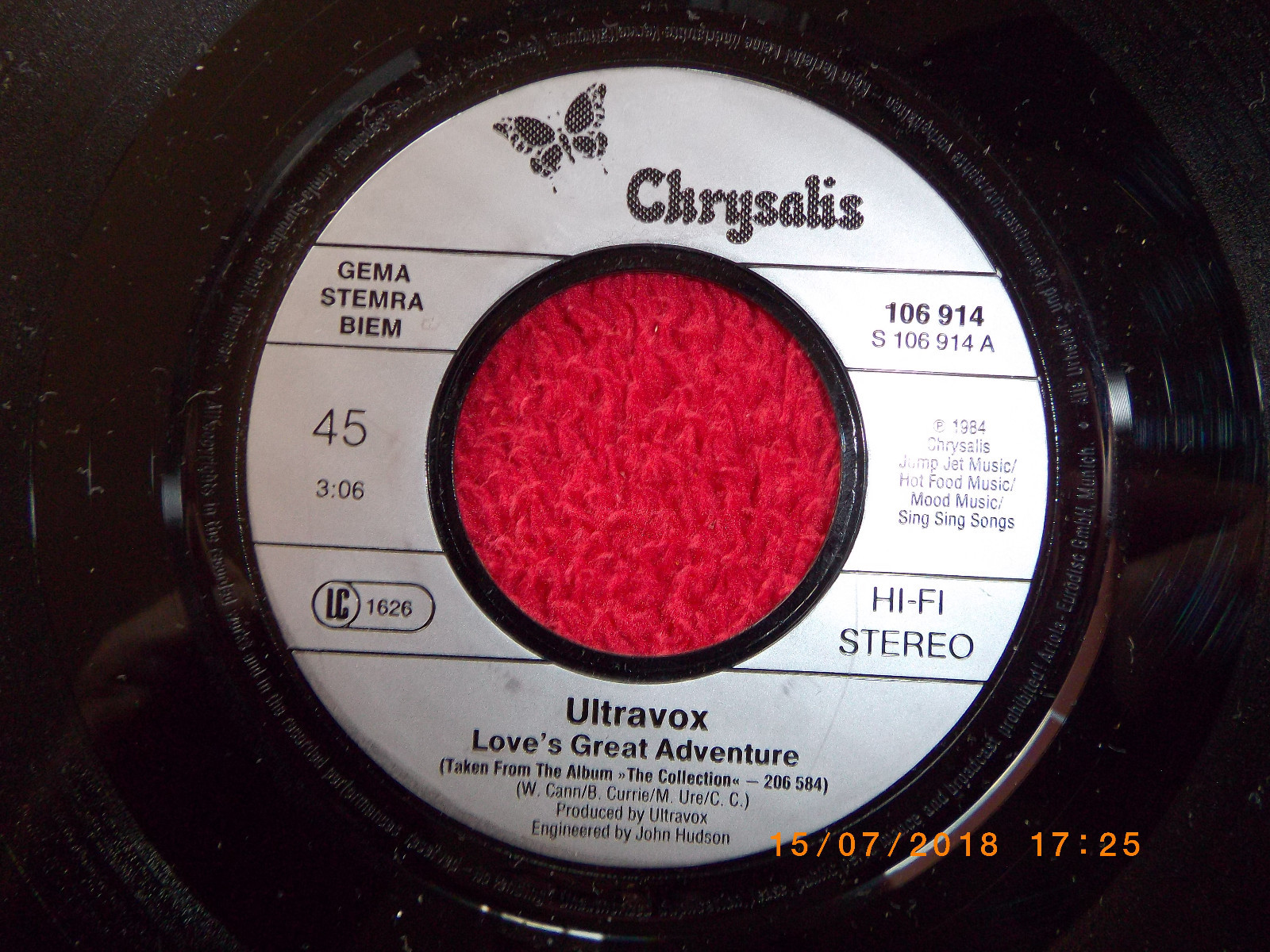 Ultravox – Love´s great adventure / White China (Live) | Chrysalis Records, 7″-Single