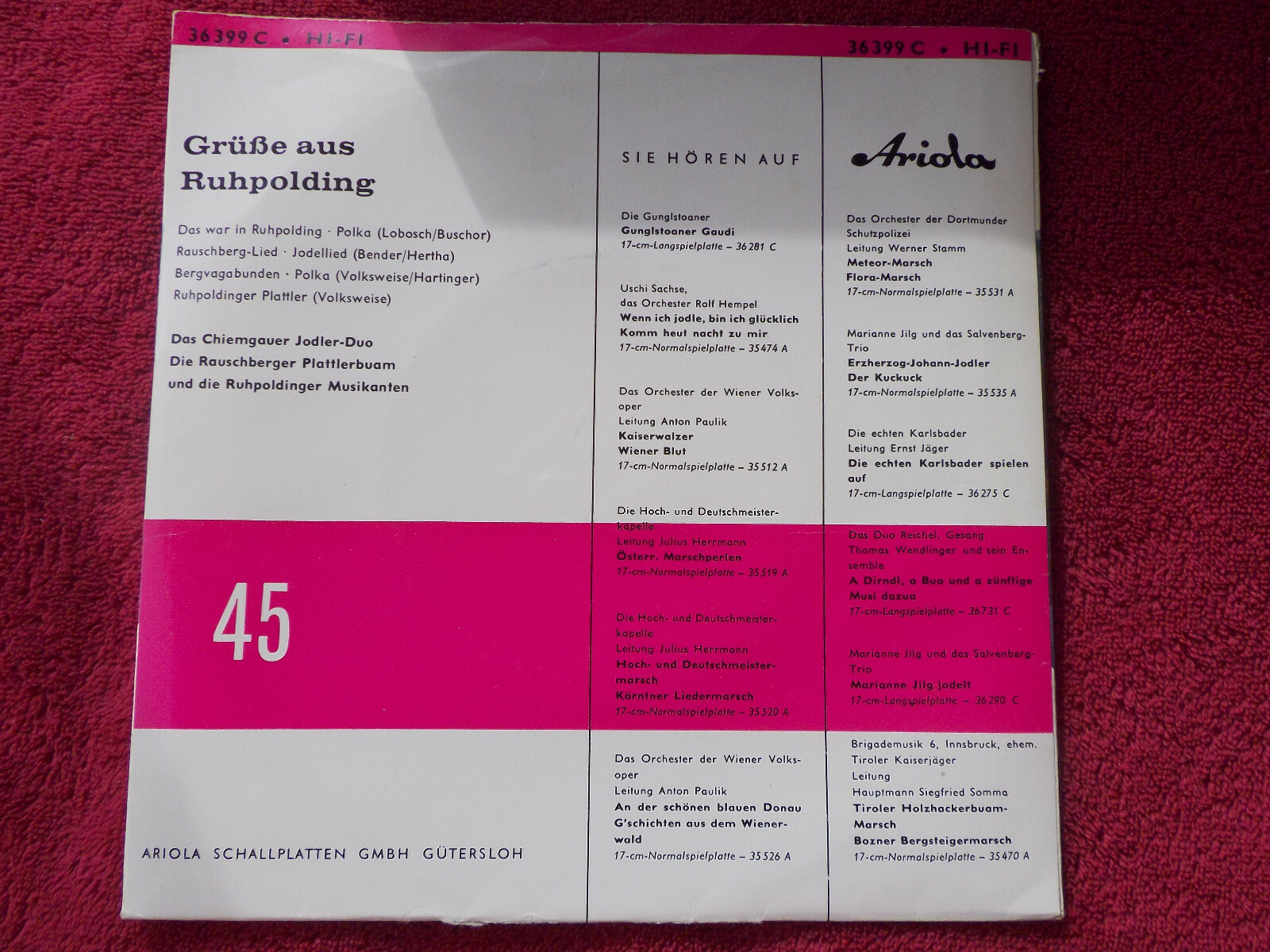 Various – Grüße aus Ruhpolding | Ariola Records 36 399 C, 7″-Single, Bild 2