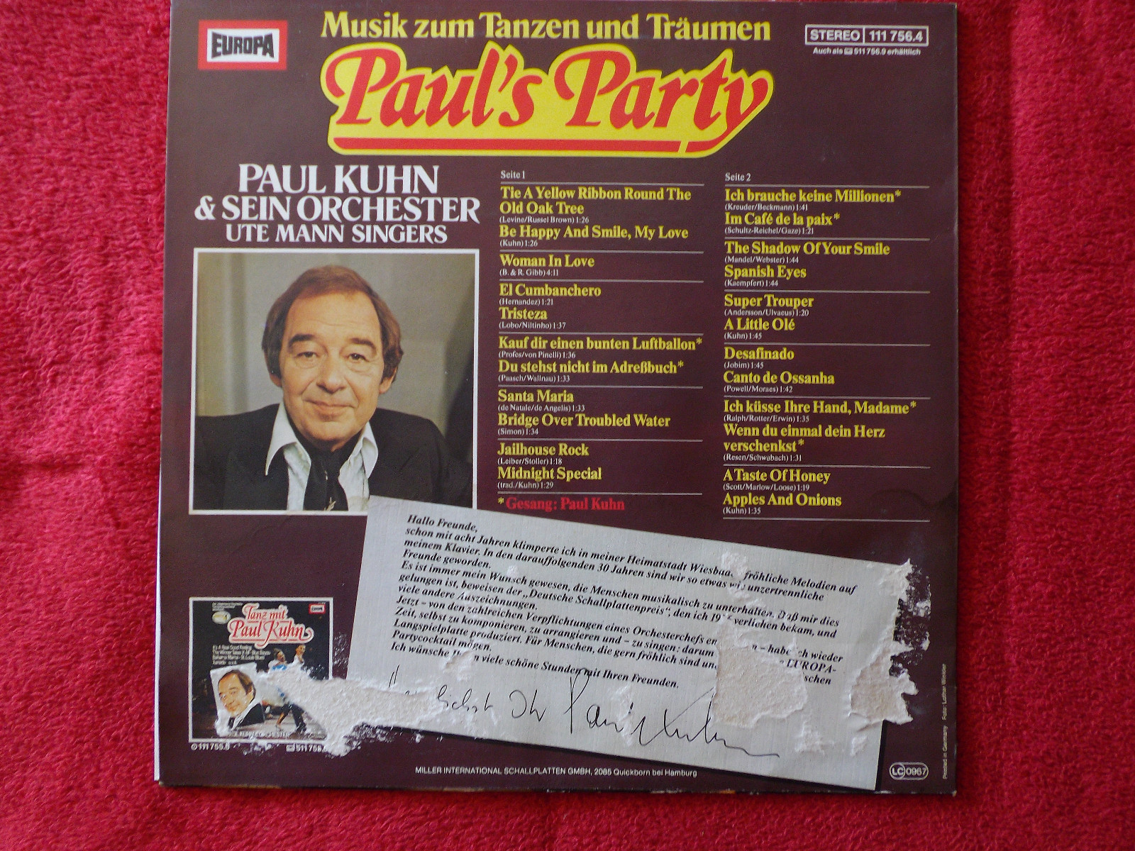 Paul Kuhn – Paul´s Party (Europa Records, 111 756.4), Bild 3