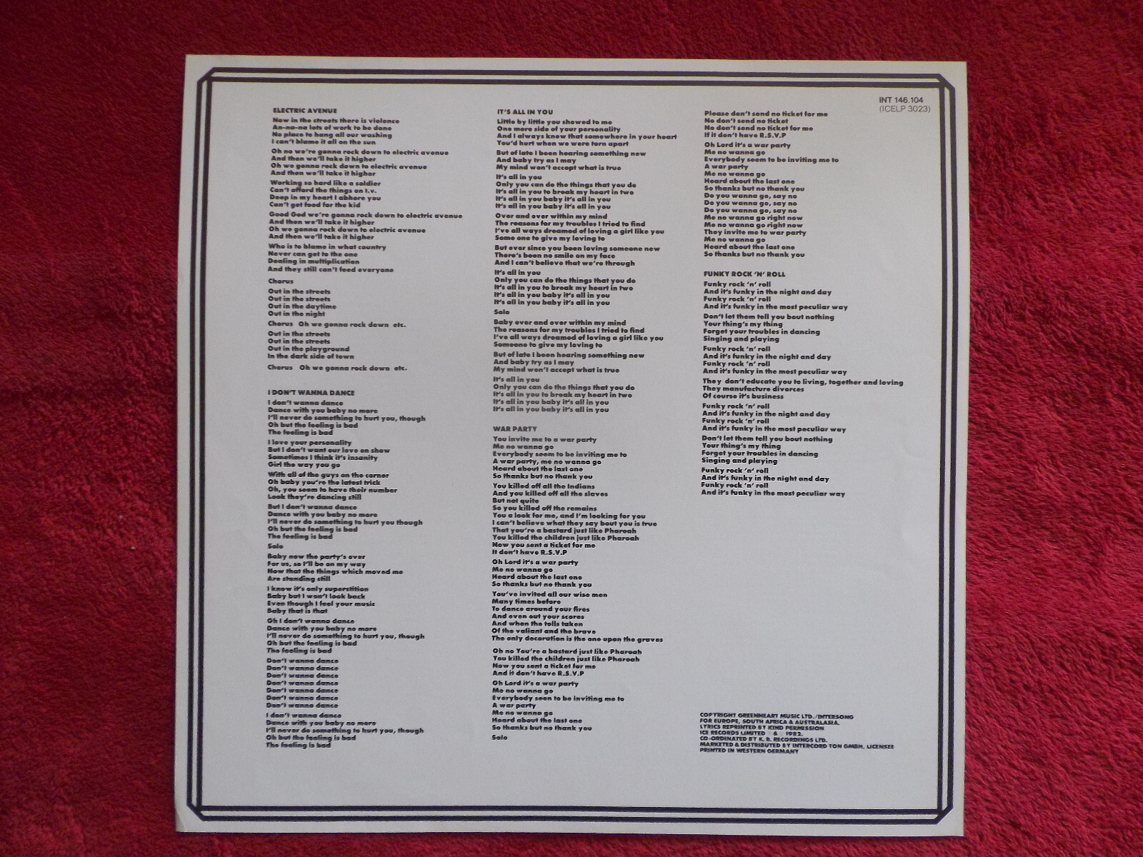 Eddy Grant – Killer on the Rampage (LP, Ice Records, INT 146.104, 1982), Bild 4