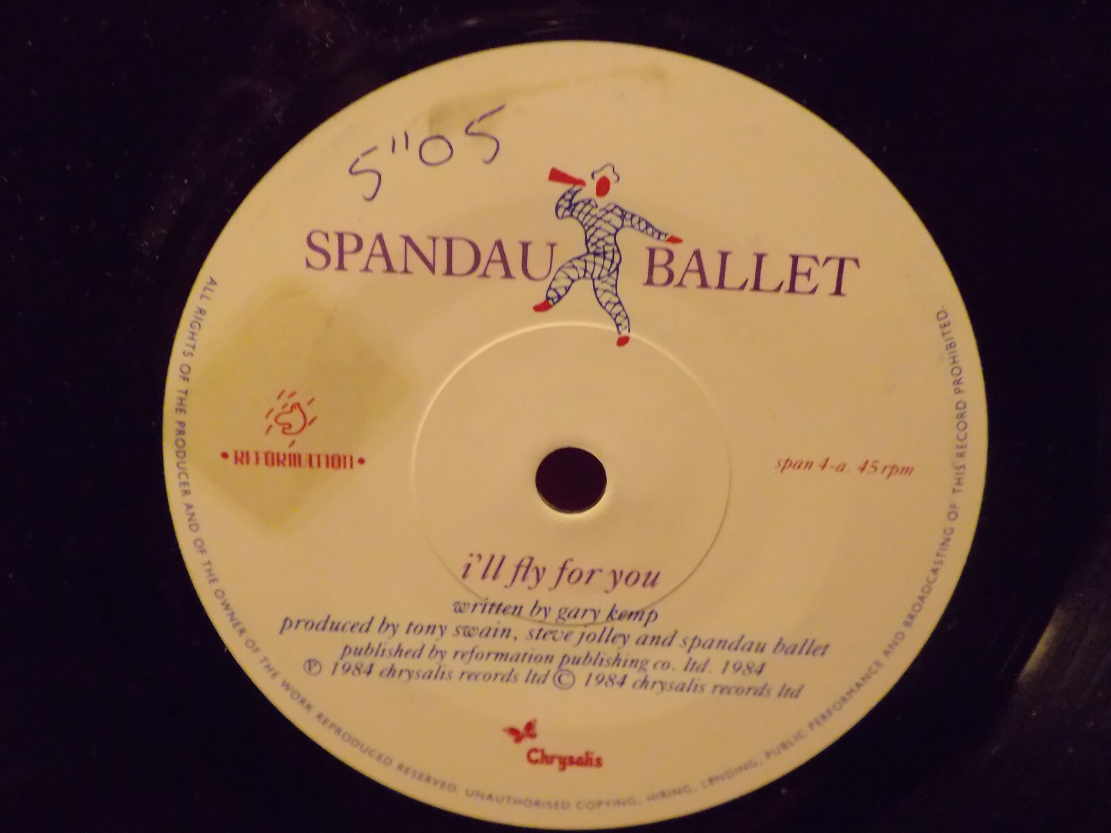 Spandau Ballet – I'll Fly for You / To Cut a Long Story Short (Live), Chrysalis, 1984