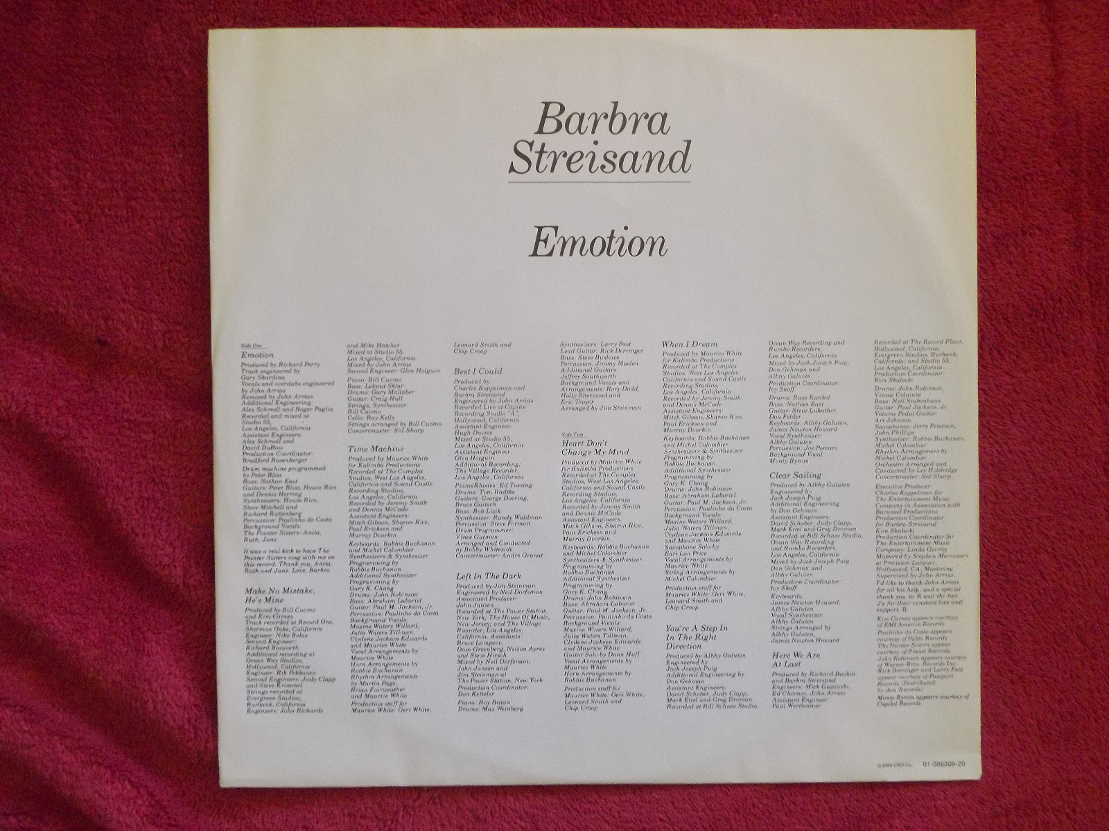 Barbra Streisand – Emotion | CBS 86309 | LP, Niederlande, 1984, Bild 3