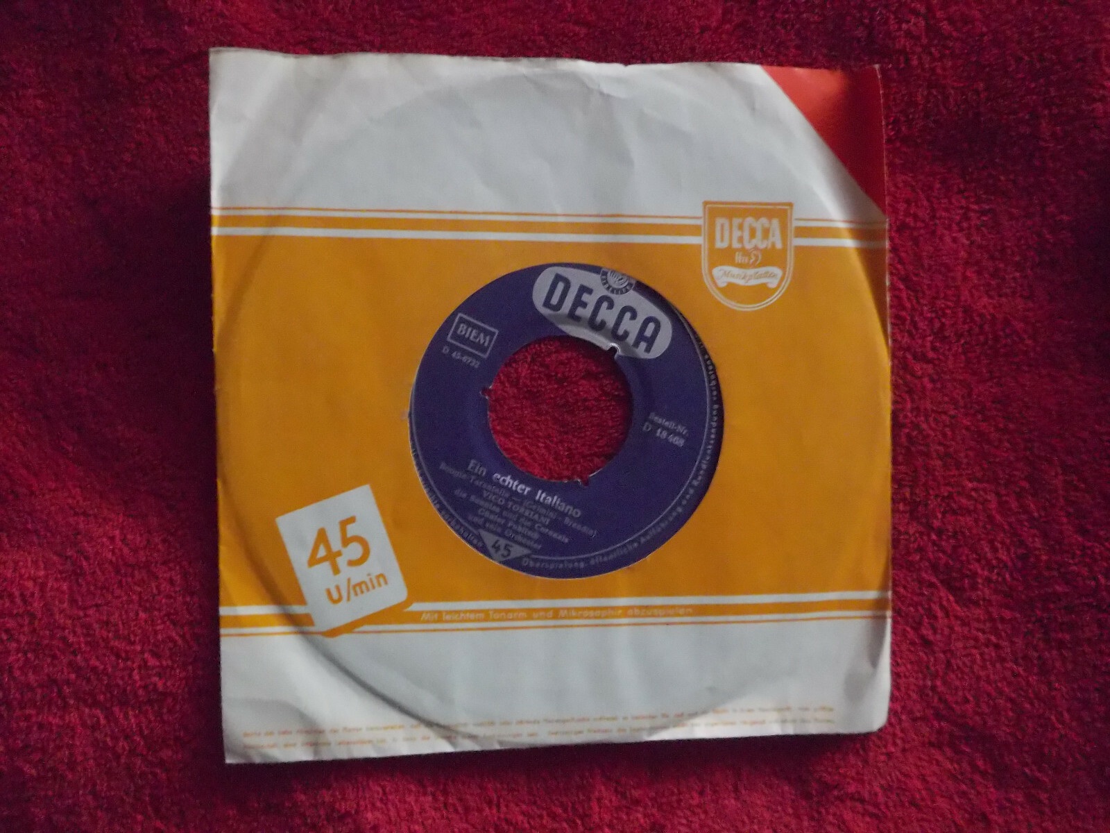 Vico Torriani – Ein echter Italiano / Buona sera, Annabell (Decca 7″-Single)