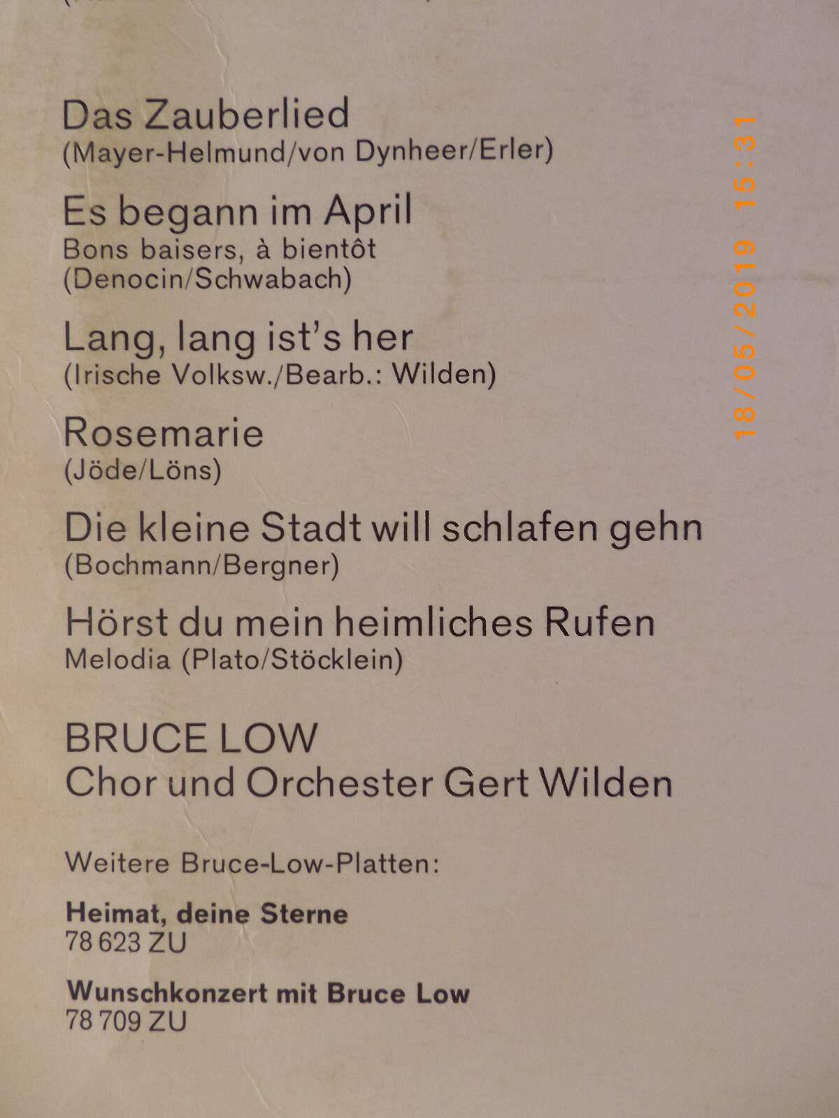 Bruce Low – Hörst du mein heimliches Rufen (Baccarola Records, LP), Bild 4