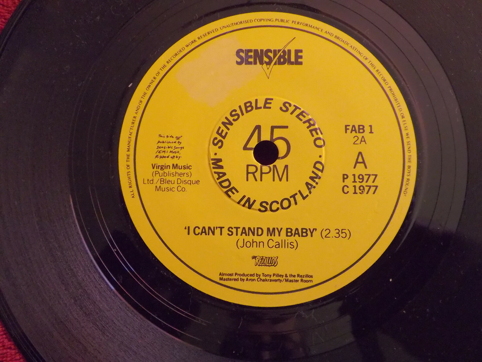 The Rezillos – I can´t stand my baby / I wanna be your man (7″-Single)