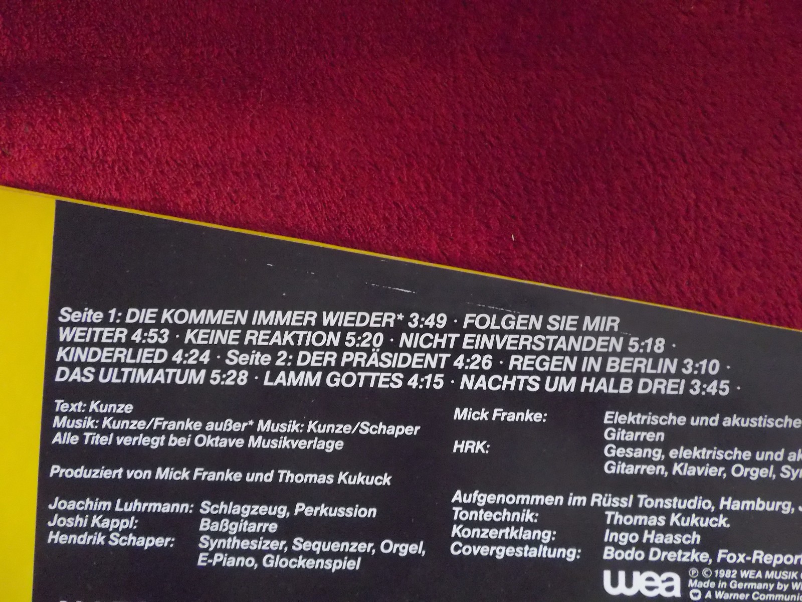 Heinz Rudolf Kunze – Eine Form von Gewalt (LP), Bild 5