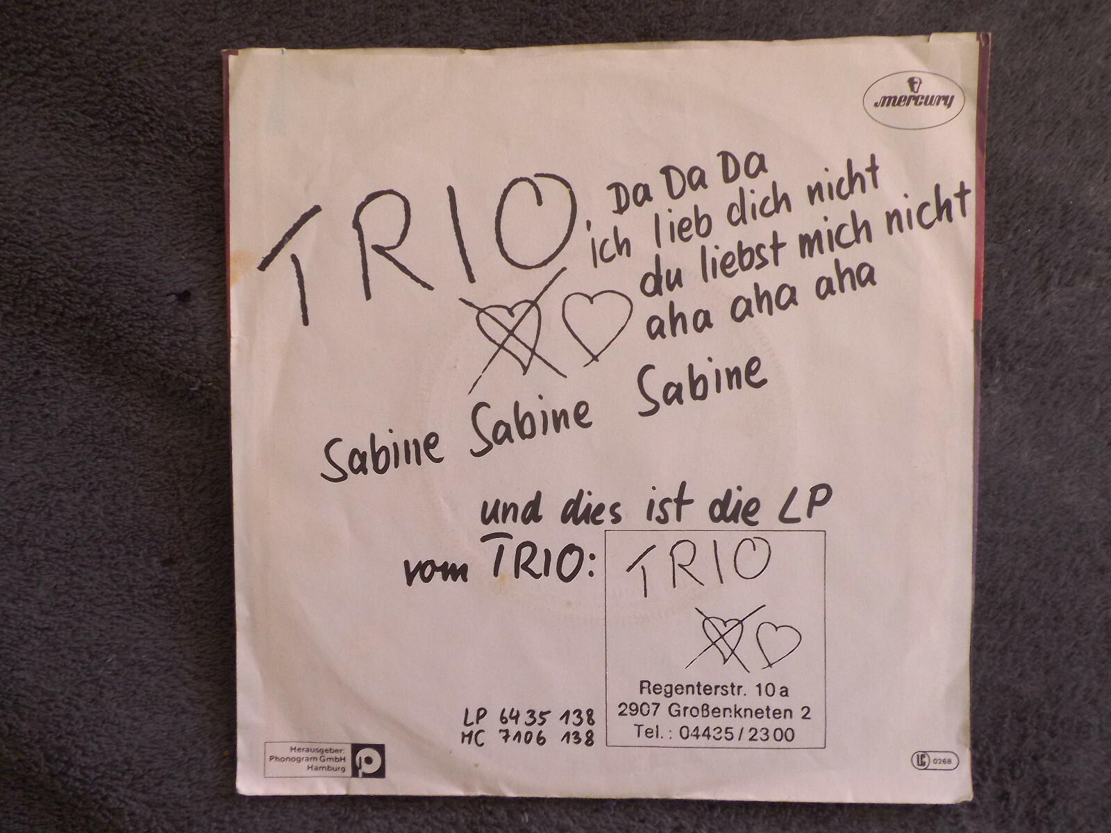 Trio – Da da da ich lieb dich nicht.. / Sabine Sabine Sabine | Mercury Records 6005 199, Bild 4