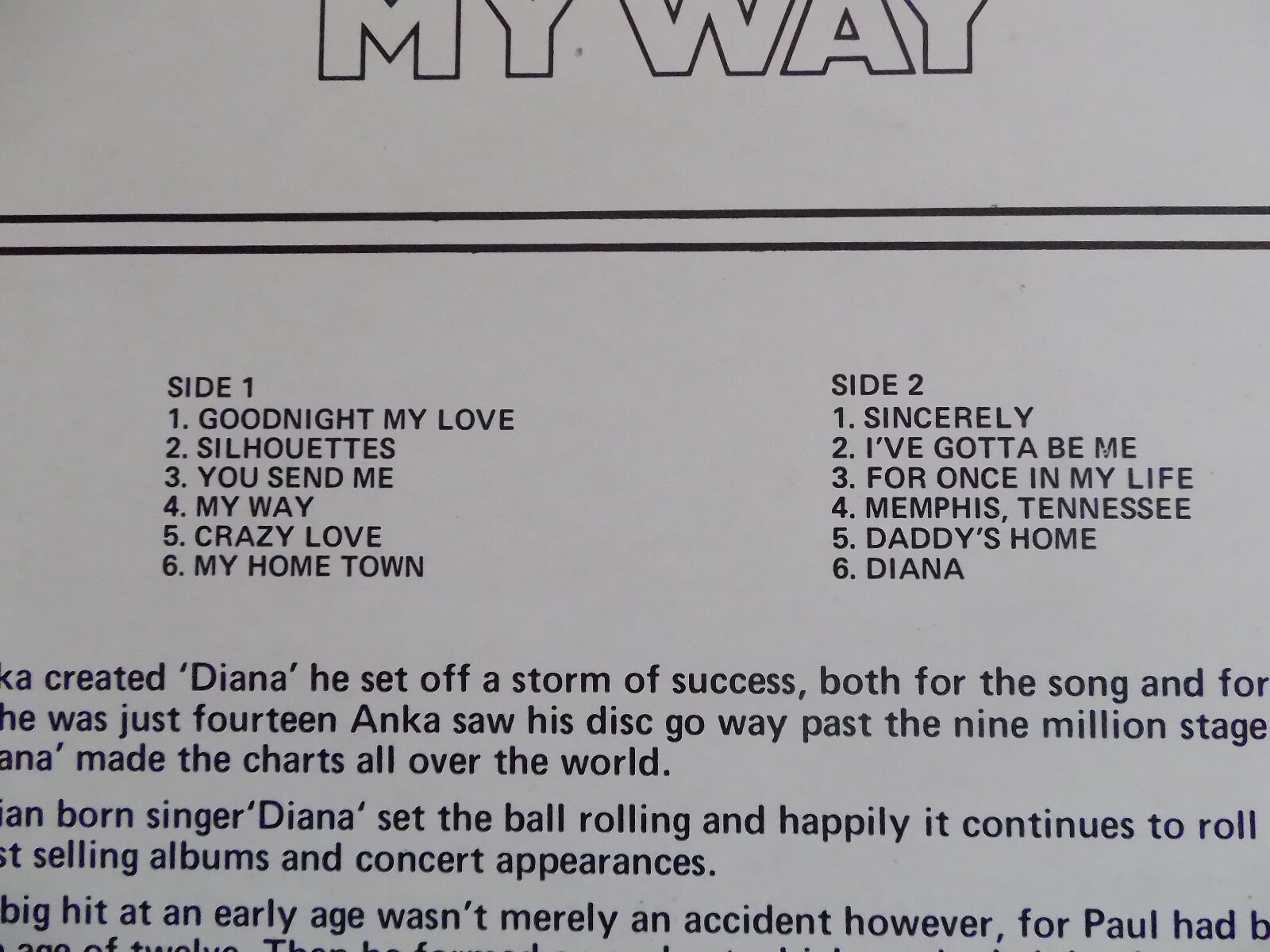 Paul Anka – My way (LP), Bild 3