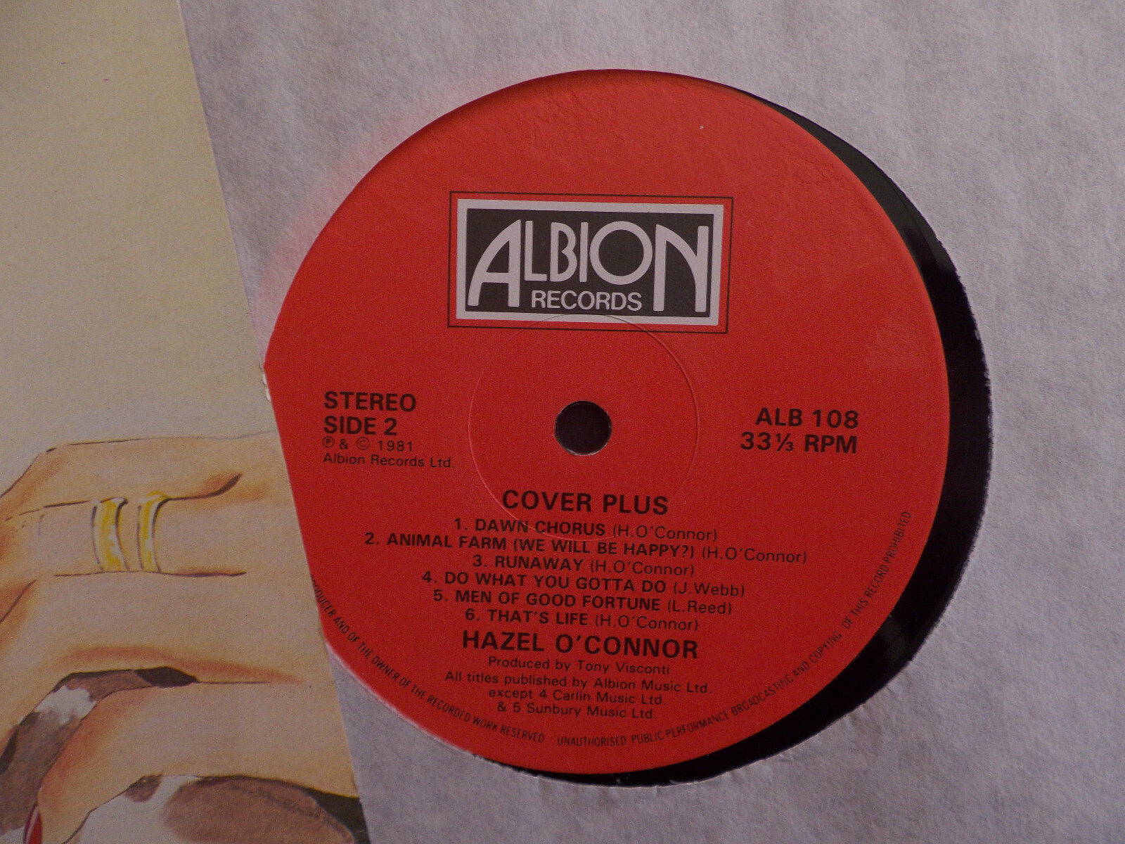 Hazel O´ Connor – Cover plus | Albion Records LP, 1981, Bild 2