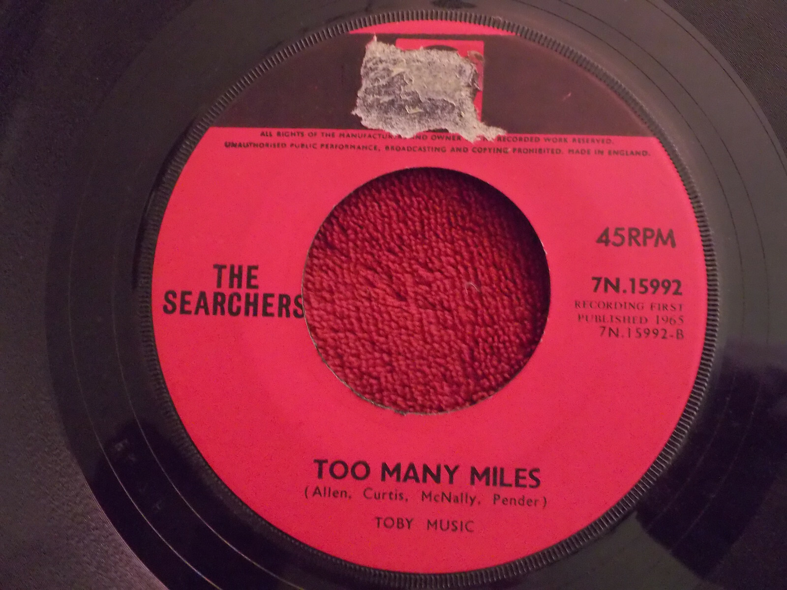 The Searchers – Take Me for What I’m Worth / Too Many Miles (Pye, 7N.15992, 1965), Bild 2