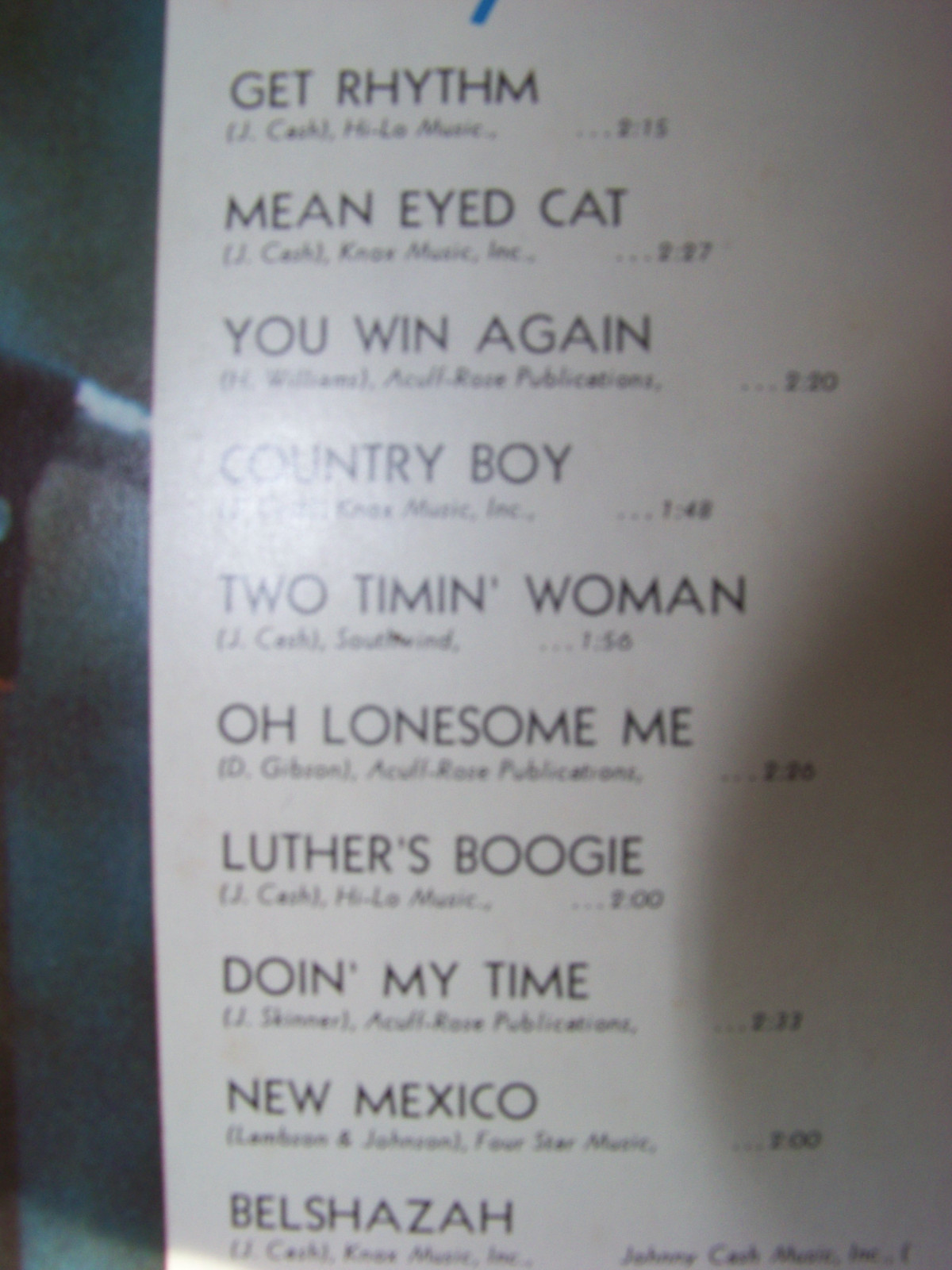 Johnny Cash & the Tennessee Two – Get Rhythm (LP, 1969), Bild 3