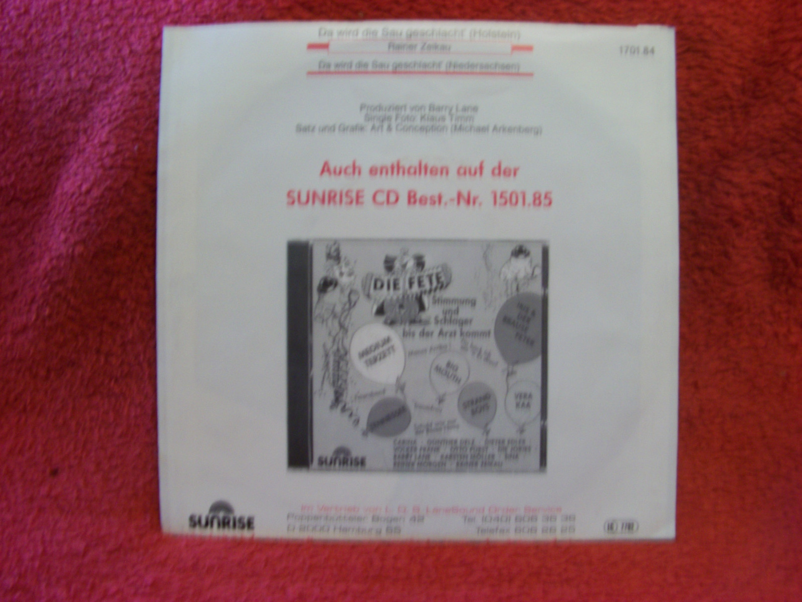 Rainer Zeikau – Da wird die Sau geschlacht´ (Holstein / Niedersachsen), 7″-Single, 1989, Bild 2