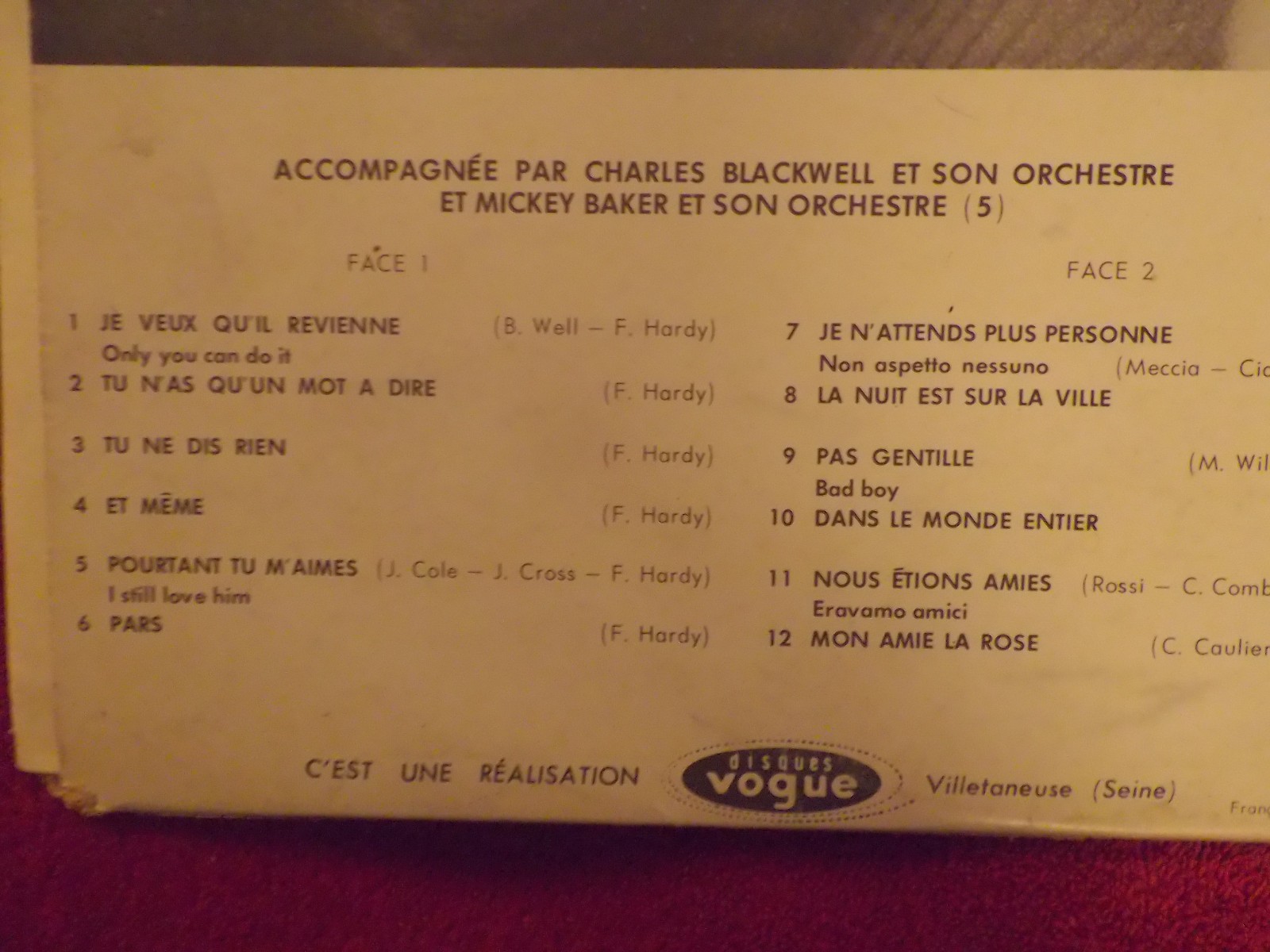 Francoise Hardy – Francoise Hardy (F.H.S. 2), französische LP von 1964, Bild 4