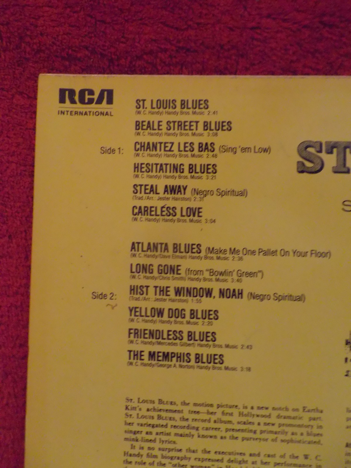 Eartha Kitt – St. Louis Blues (RCA Records, NL 89436), Bild 3