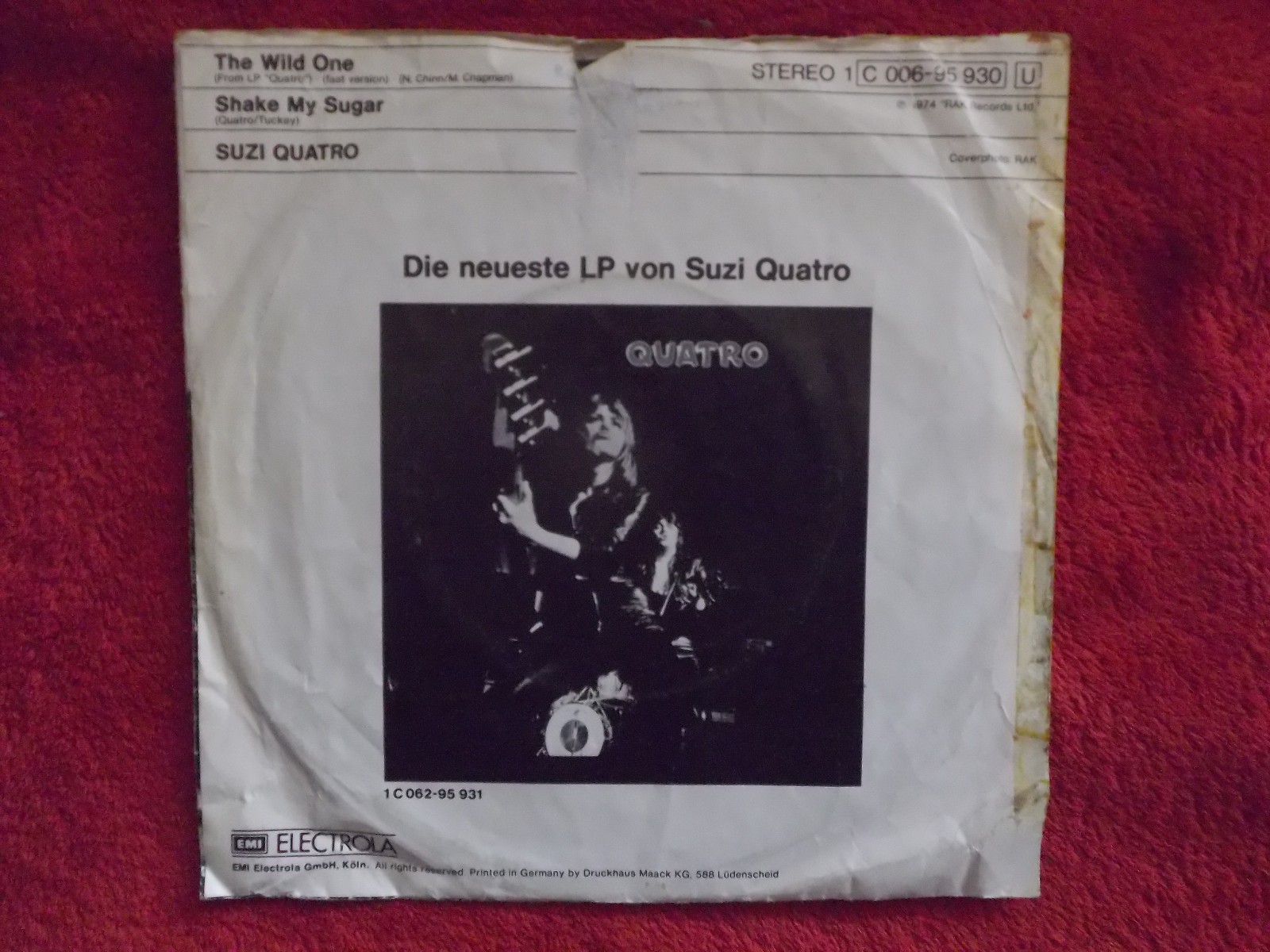 Suzi Quatro – The Wild One / Shake Me Sugar (deutsche RAK-Single, 1974), Bild 2