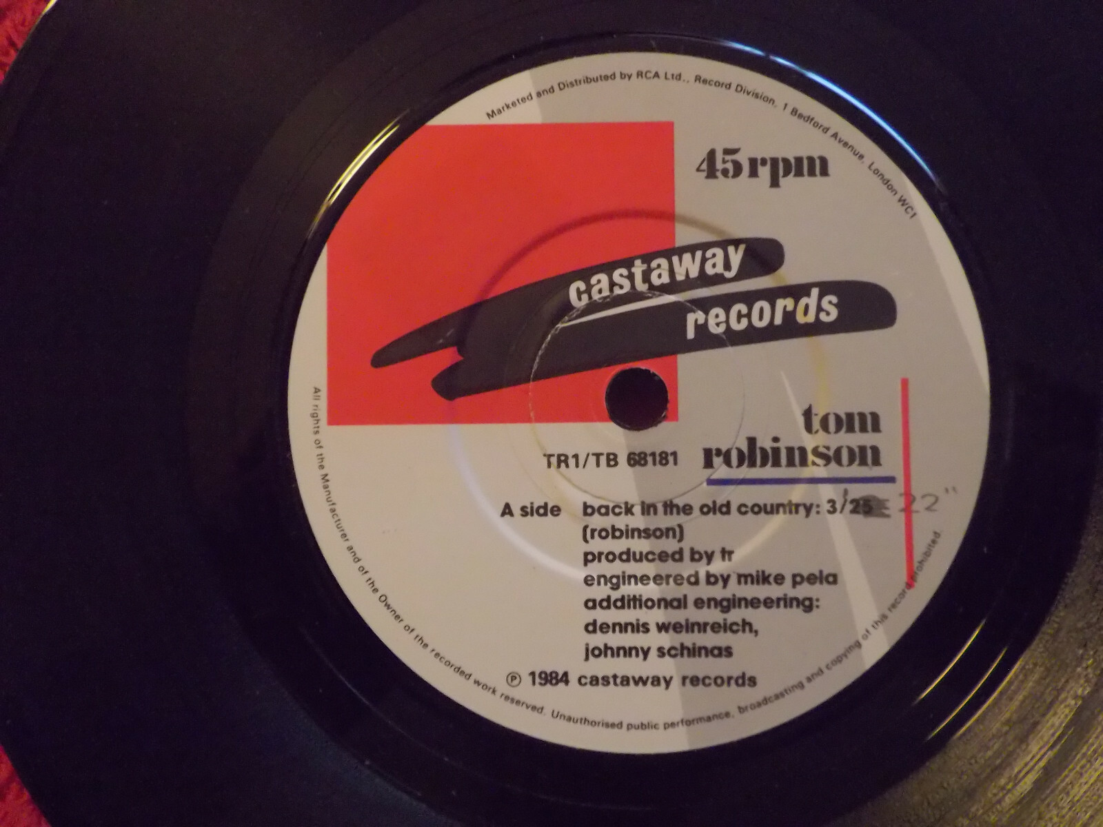 Tom Robinson – Back in the Old Country / Begging (Castaway Records, TR 1 / TB 68181)